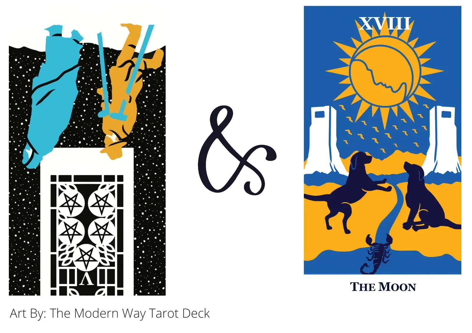 five of pentacles reversed and the moon tarot cards together