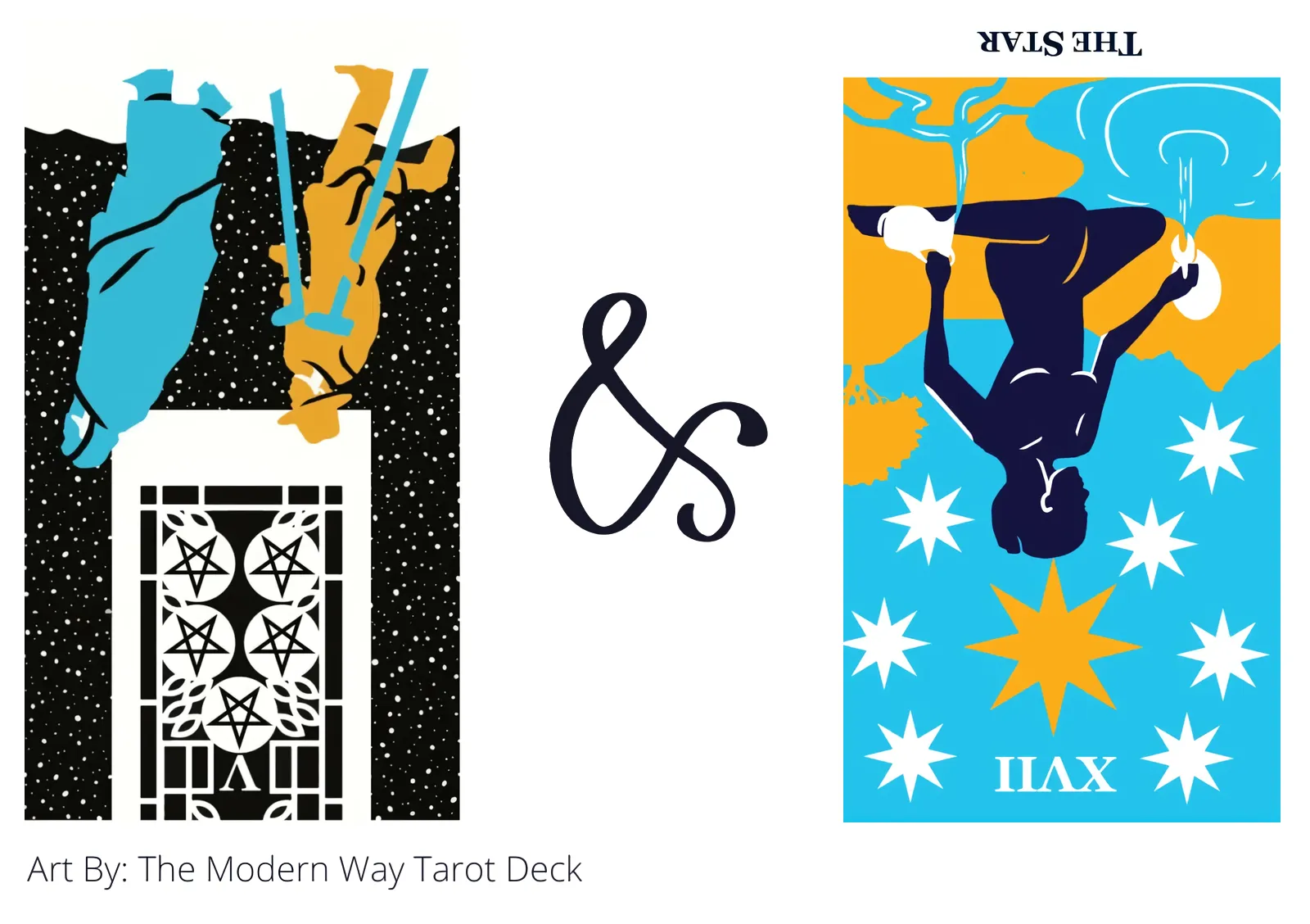 five of pentacles reversed and the star reversed tarot cards together