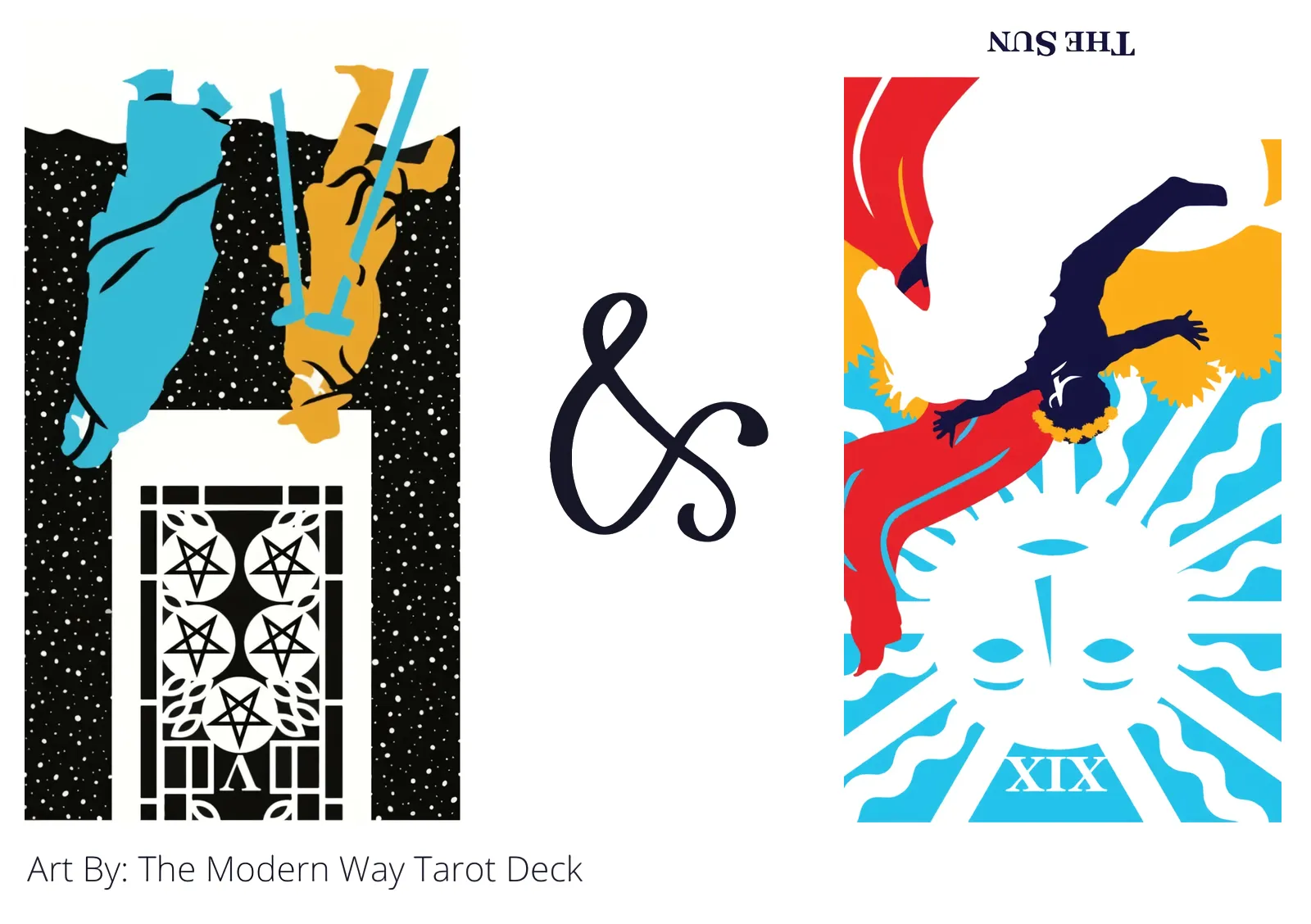five of pentacles reversed and the sun reversed tarot cards together