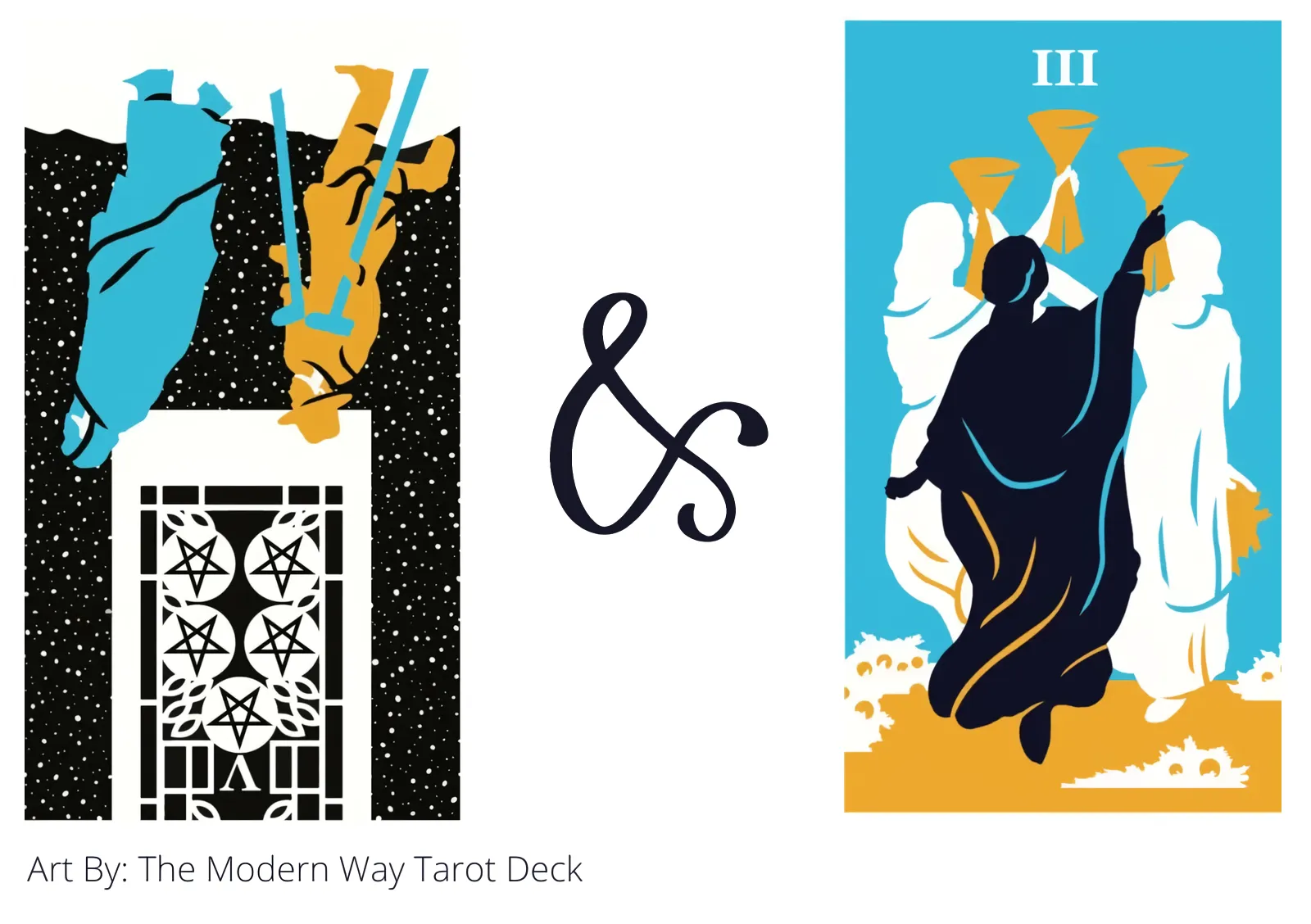 five of pentacles reversed and three of cups tarot cards together