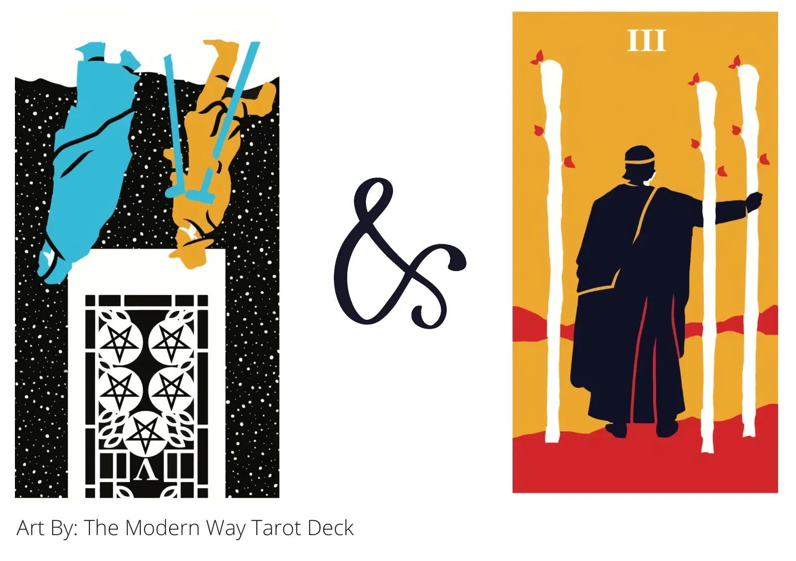 five of pentacles reversed and three of wands tarot cards together