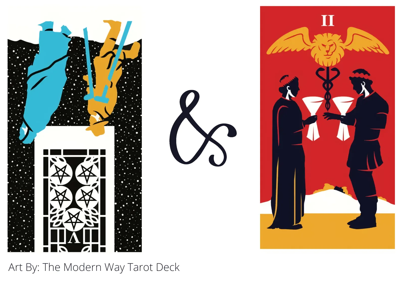 five of pentacles reversed and two of cups tarot cards together
