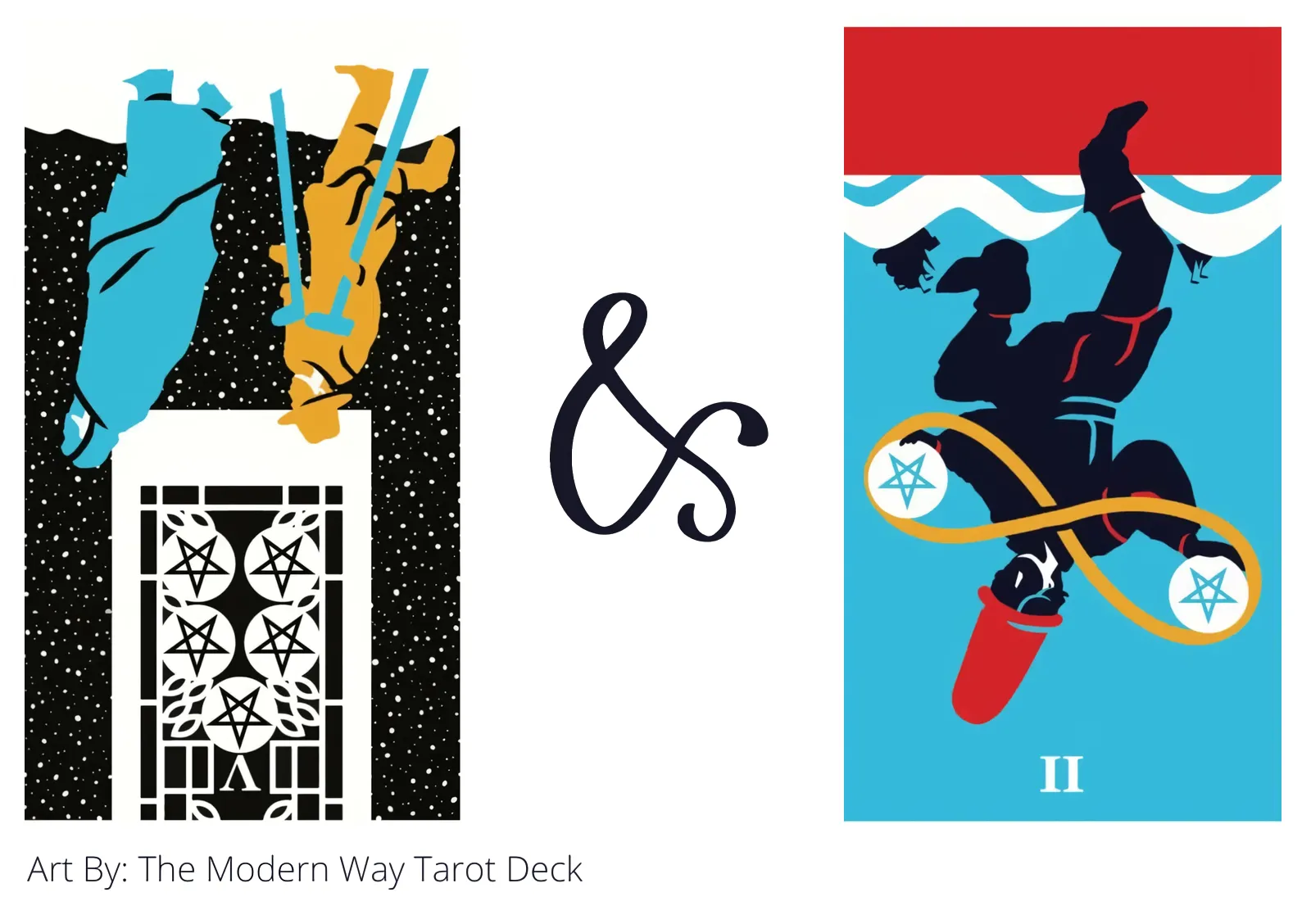five of pentacles reversed and two of pentacles reversed tarot cards together