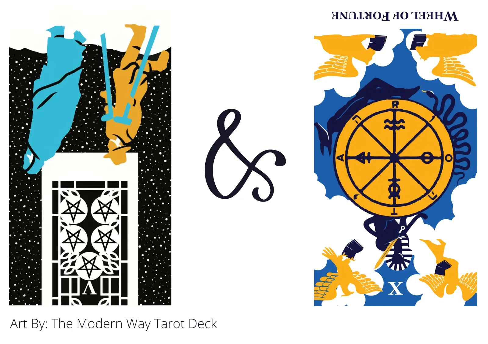 five of pentacles reversed and wheel of fortune reversed tarot cards together