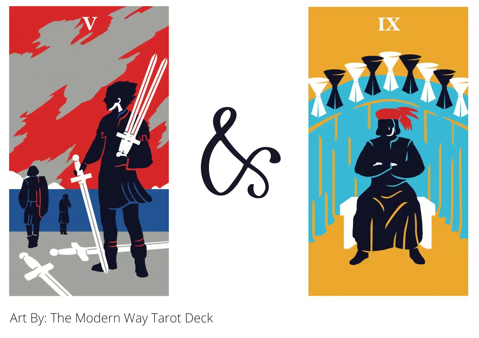 five of swords and nine of cups tarot cards together