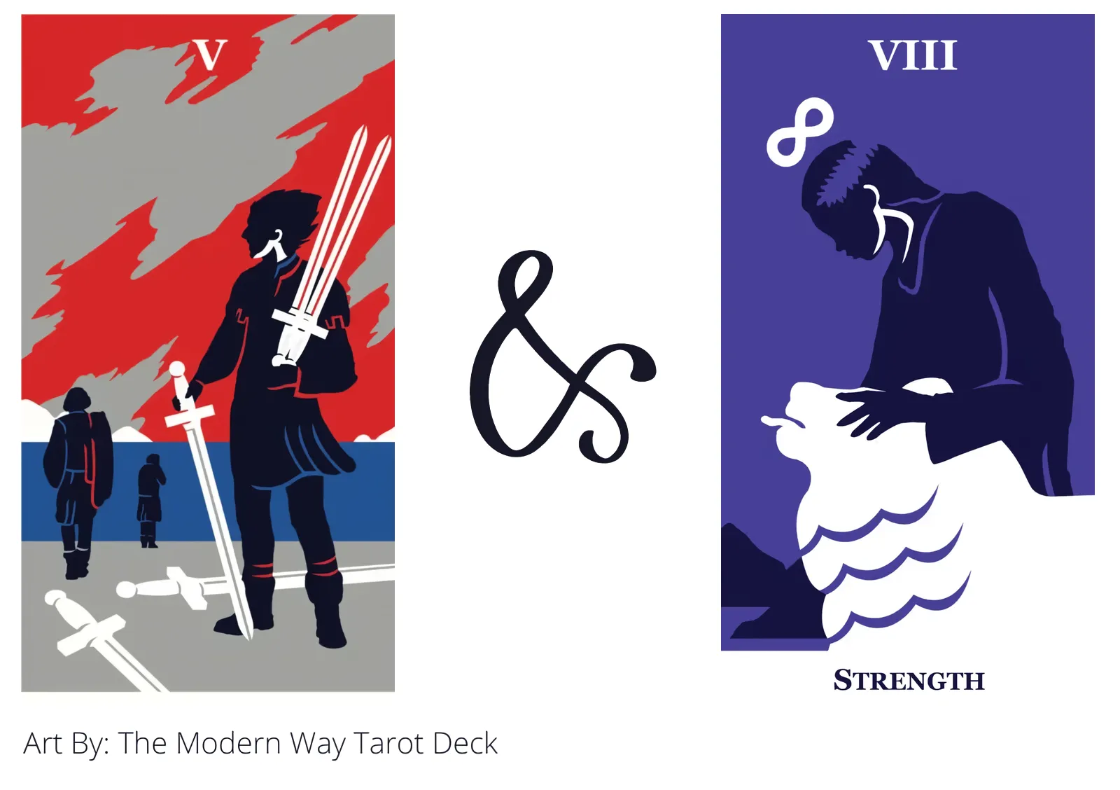 five of swords and strength tarot cards together