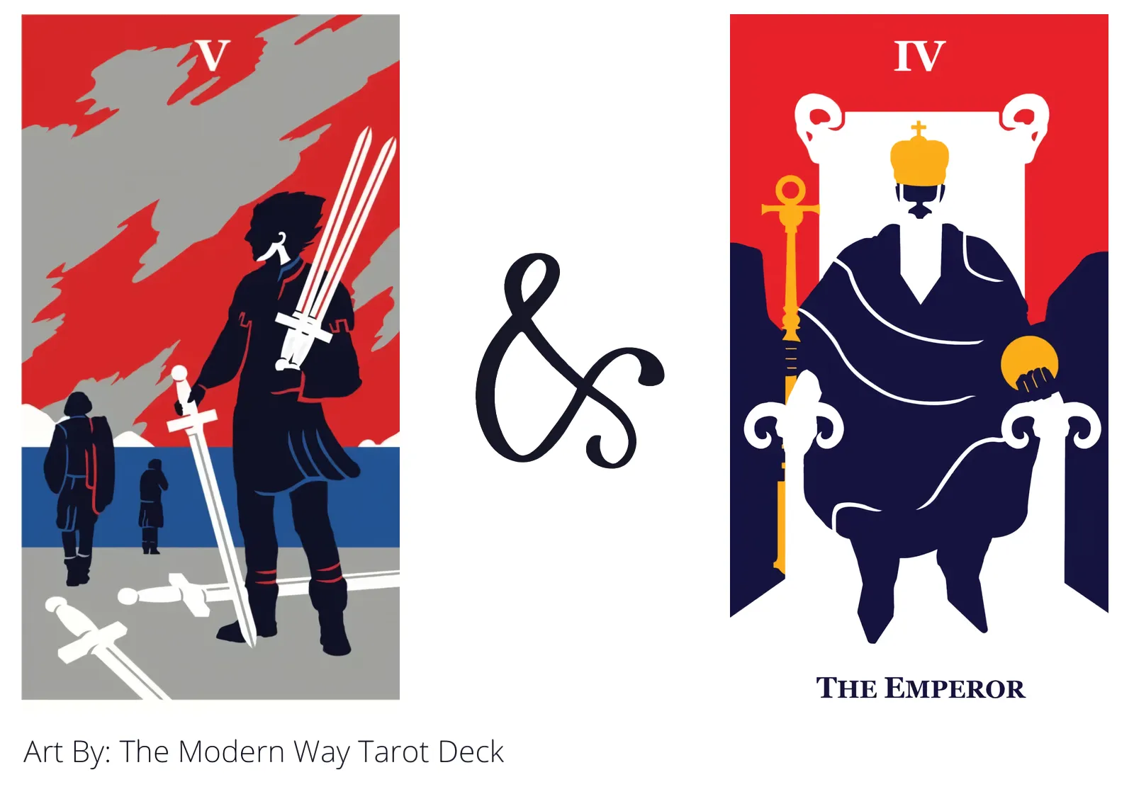 five of swords and the emperor tarot cards together