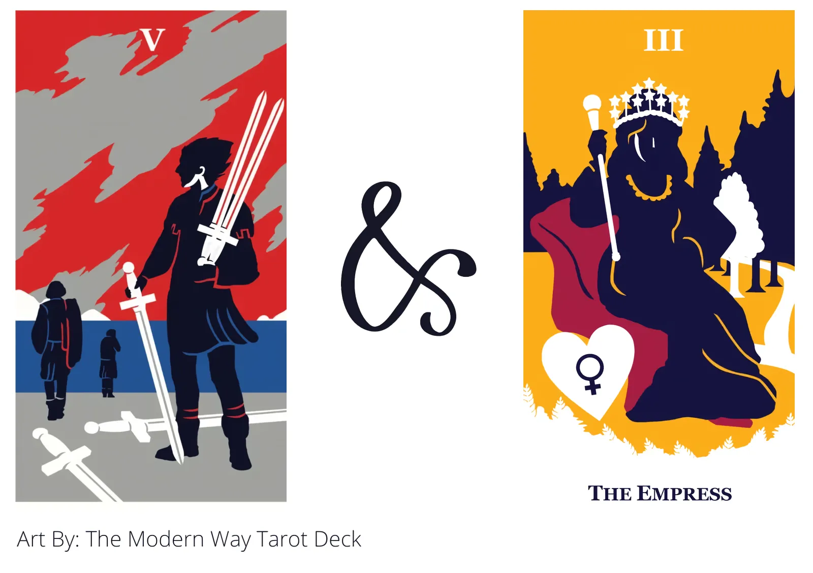 five of swords and the empress tarot cards together