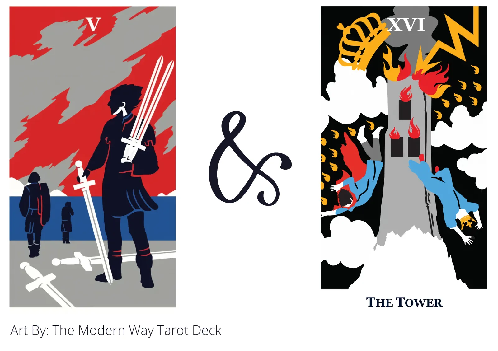 five of swords and the tower tarot cards together
