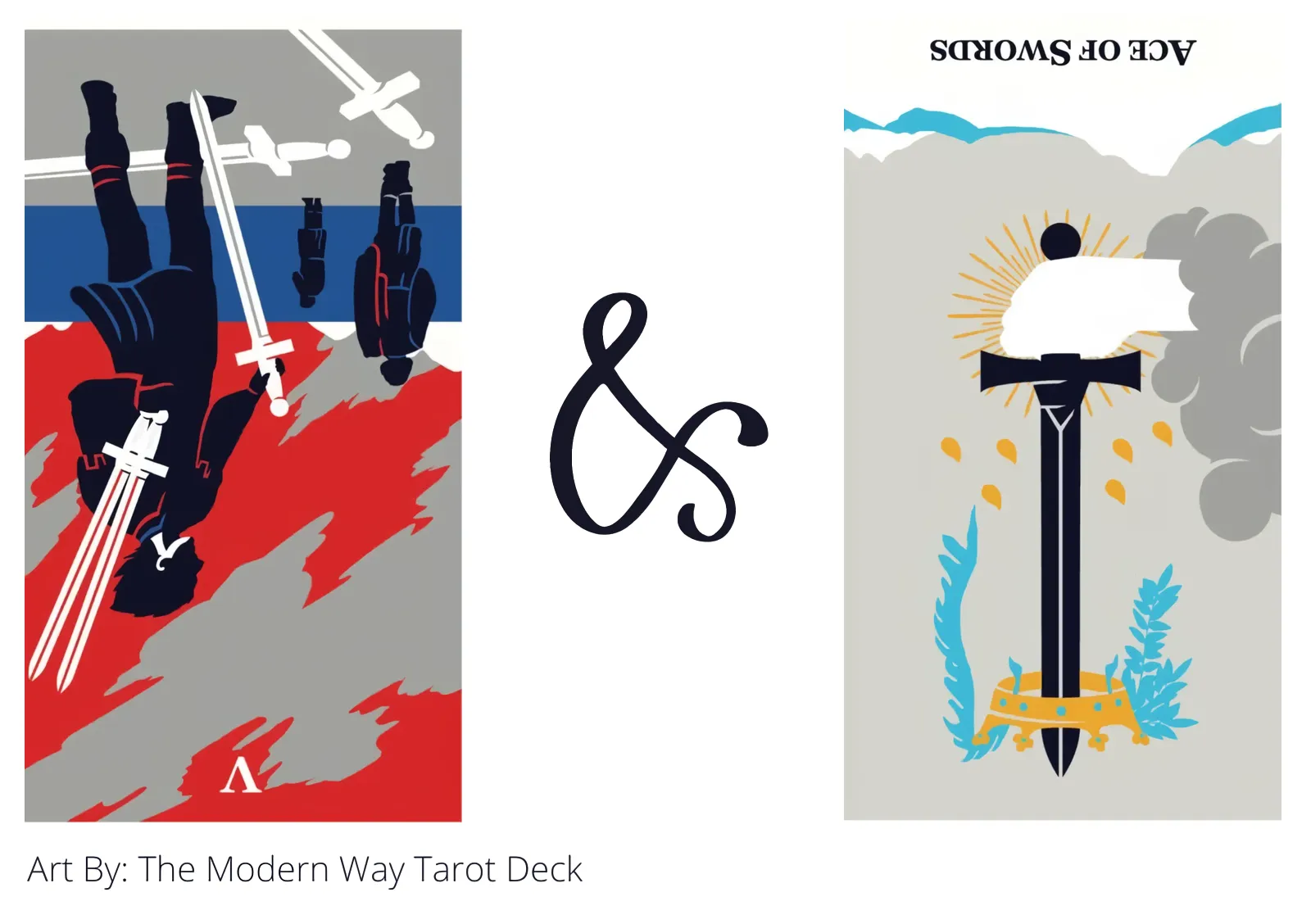 five of swords reversed and ace of swords reversed tarot cards together