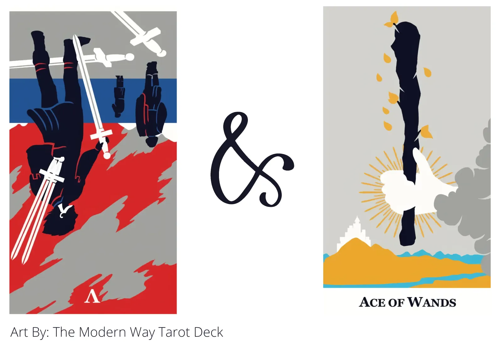 five of swords reversed and ace of wands tarot cards together