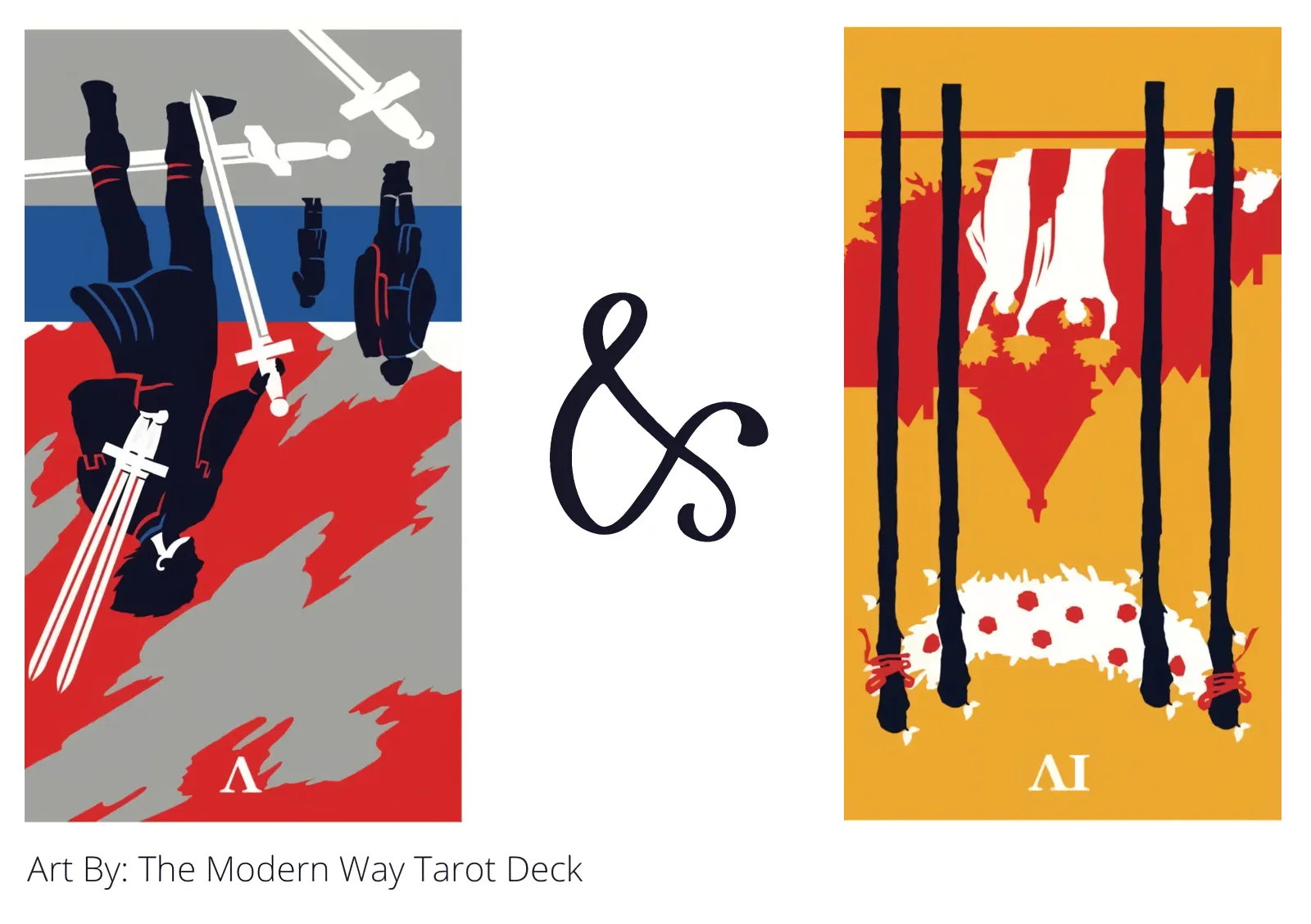 five of swords reversed and four of wands reversed tarot cards together
