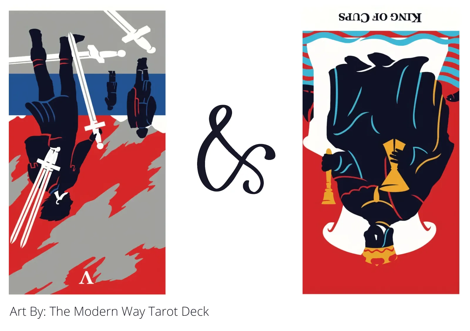 five of swords reversed and king of cups reversed tarot cards together