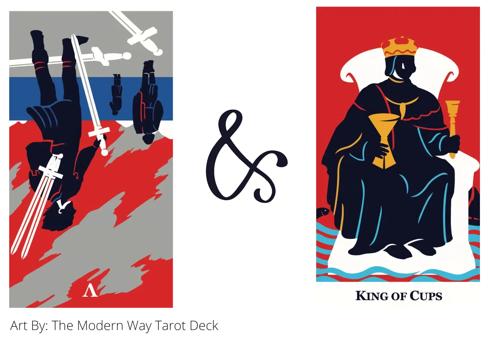 five of swords reversed and king of cups tarot cards together