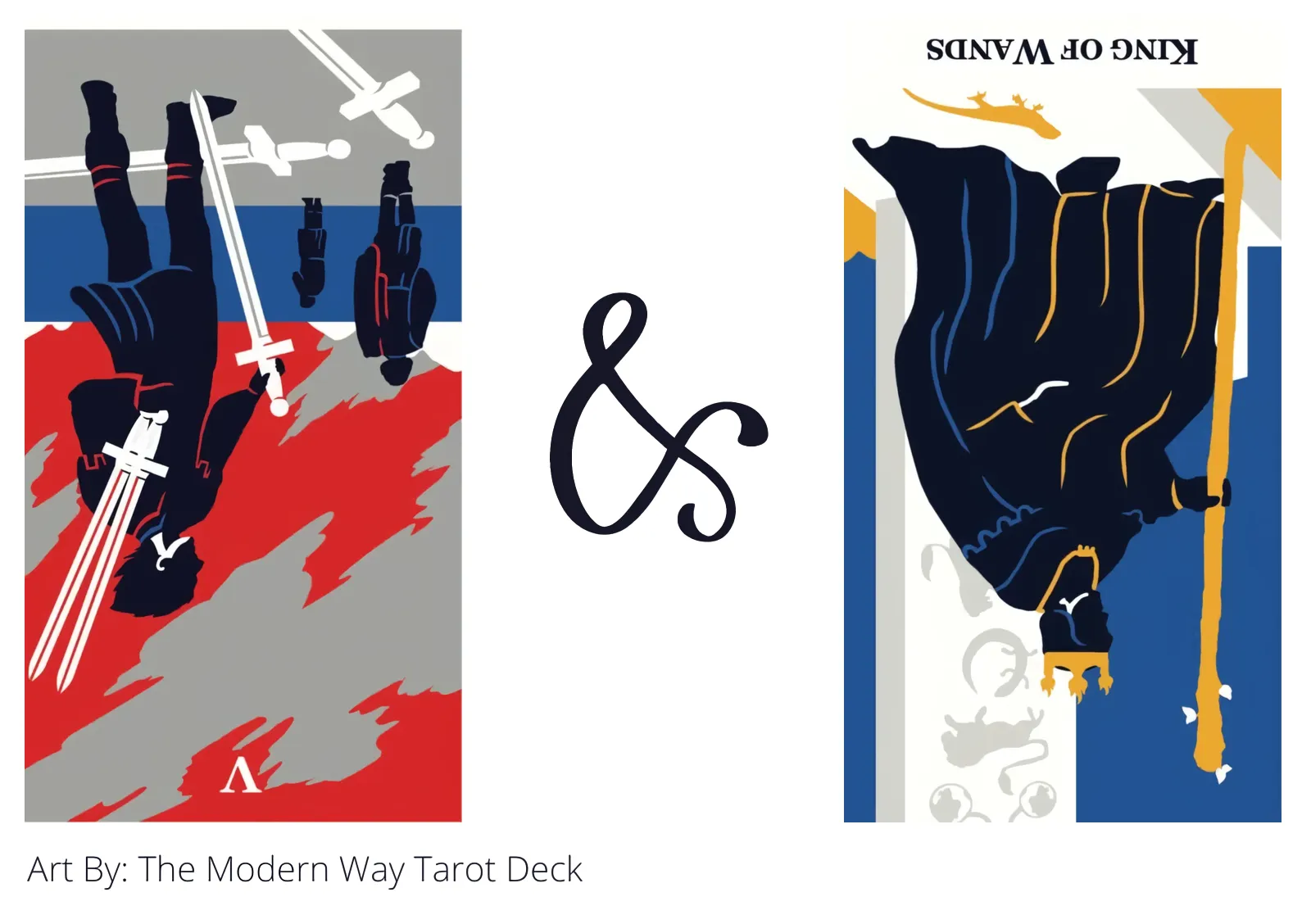 five of swords reversed and king of wands reversed tarot cards together