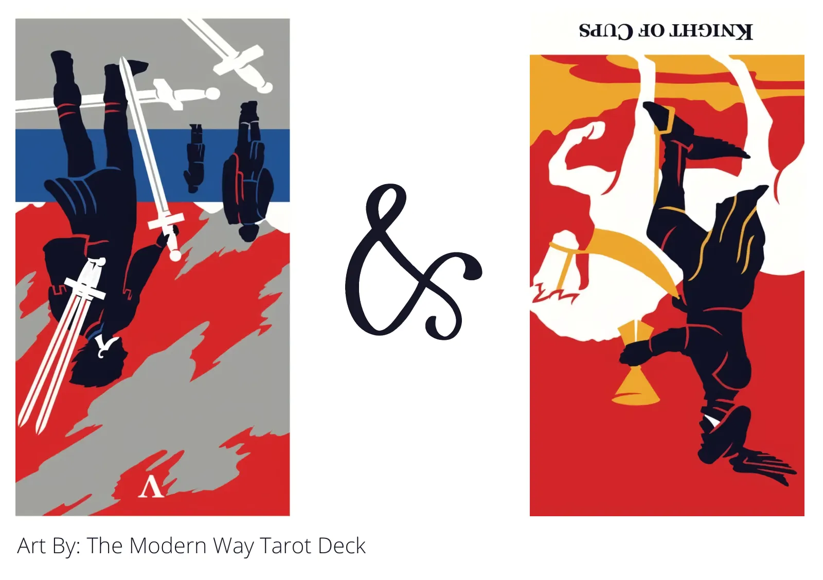 five of swords reversed and knight of cups reversed tarot cards together