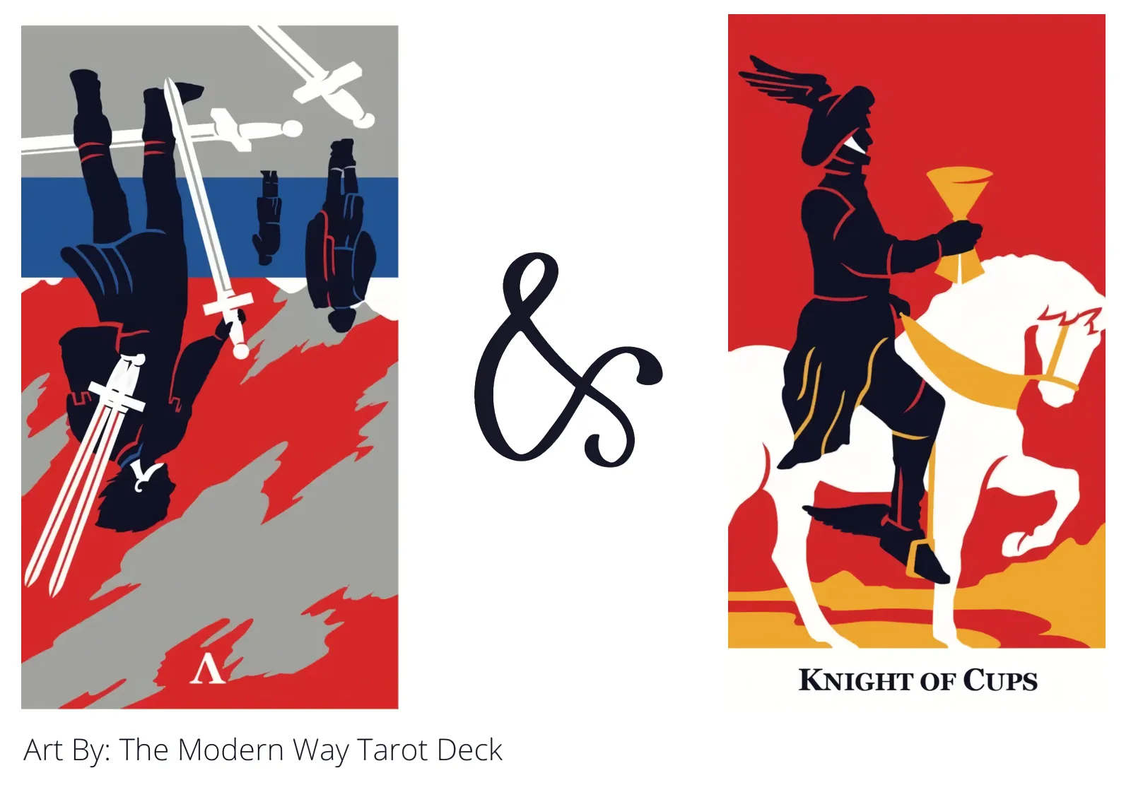 five of swords reversed and knight of cups tarot cards together