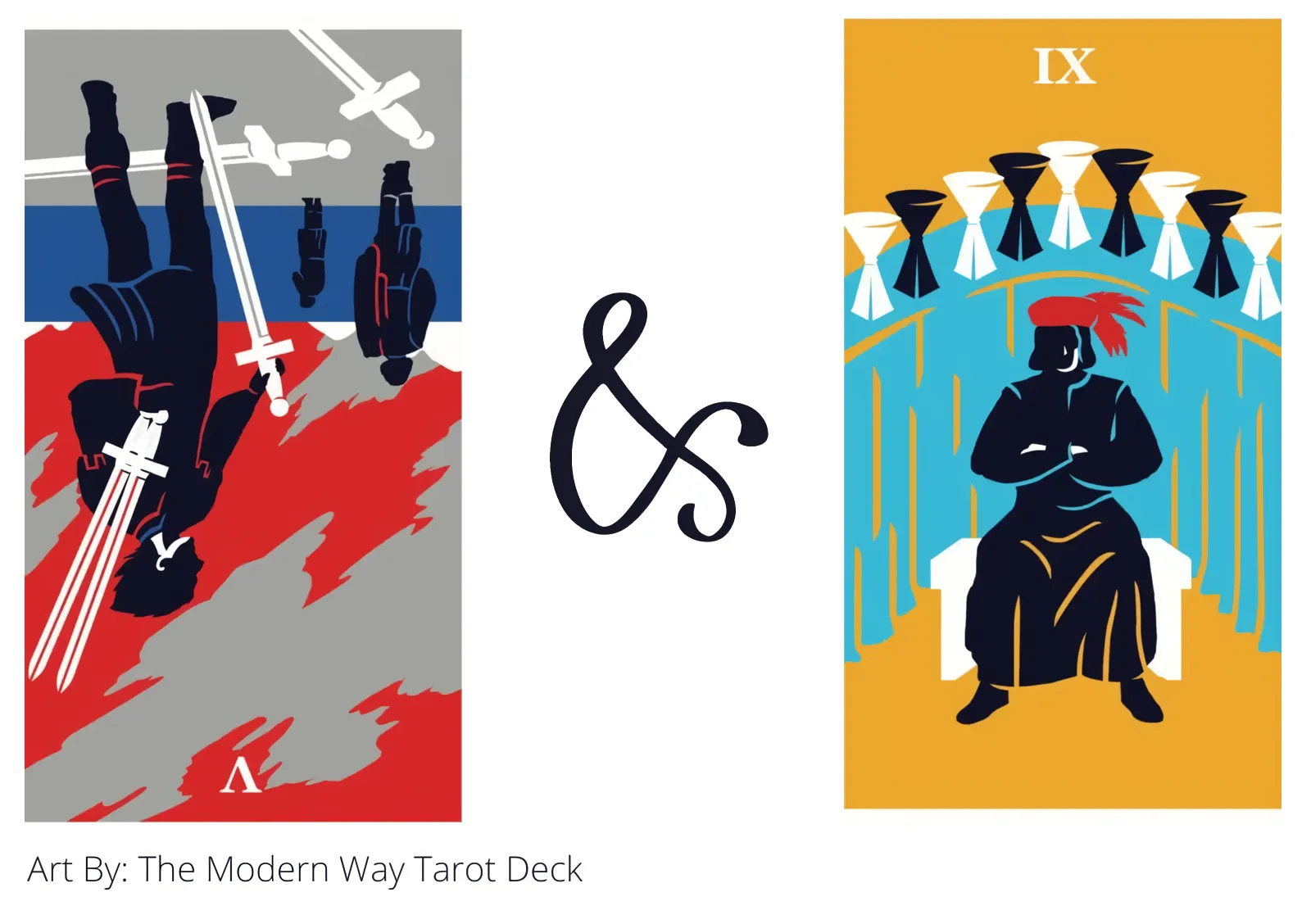 five of swords reversed and nine of cups tarot cards together