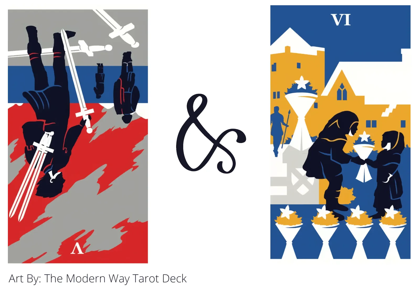 five of swords reversed and six of cups tarot cards together