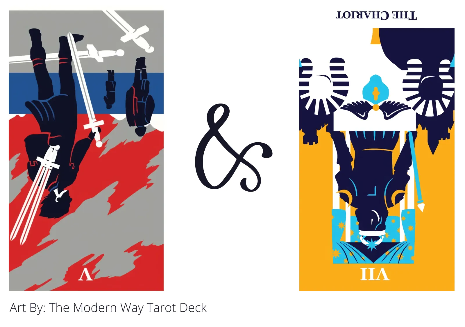 five of swords reversed and the chariot reversed tarot cards together