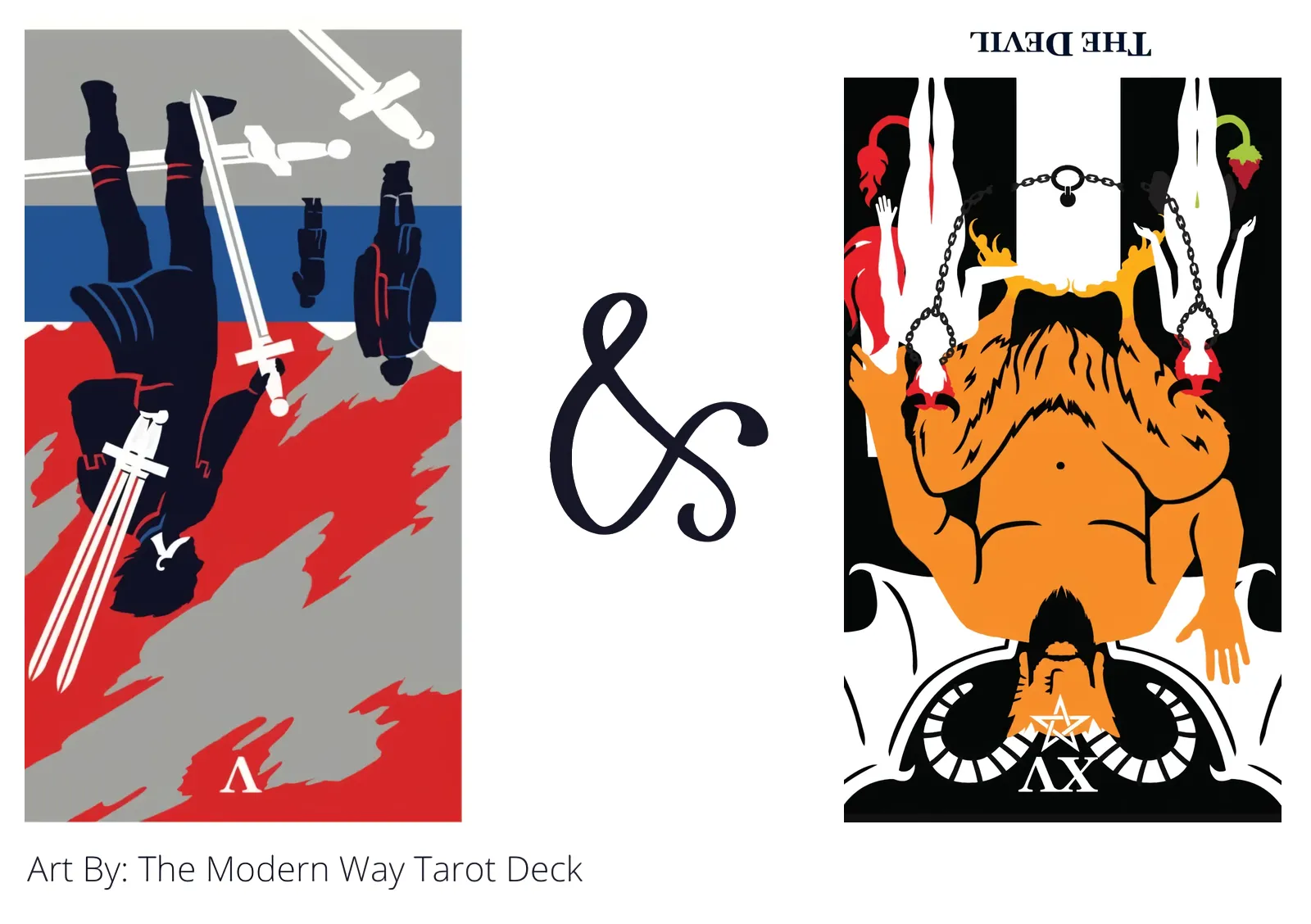 five of swords reversed and the devil reversed tarot cards together
