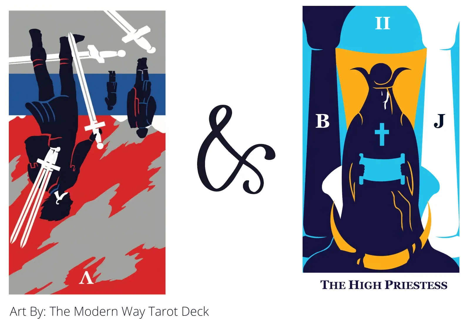 five of swords reversed and the high priestess tarot cards together