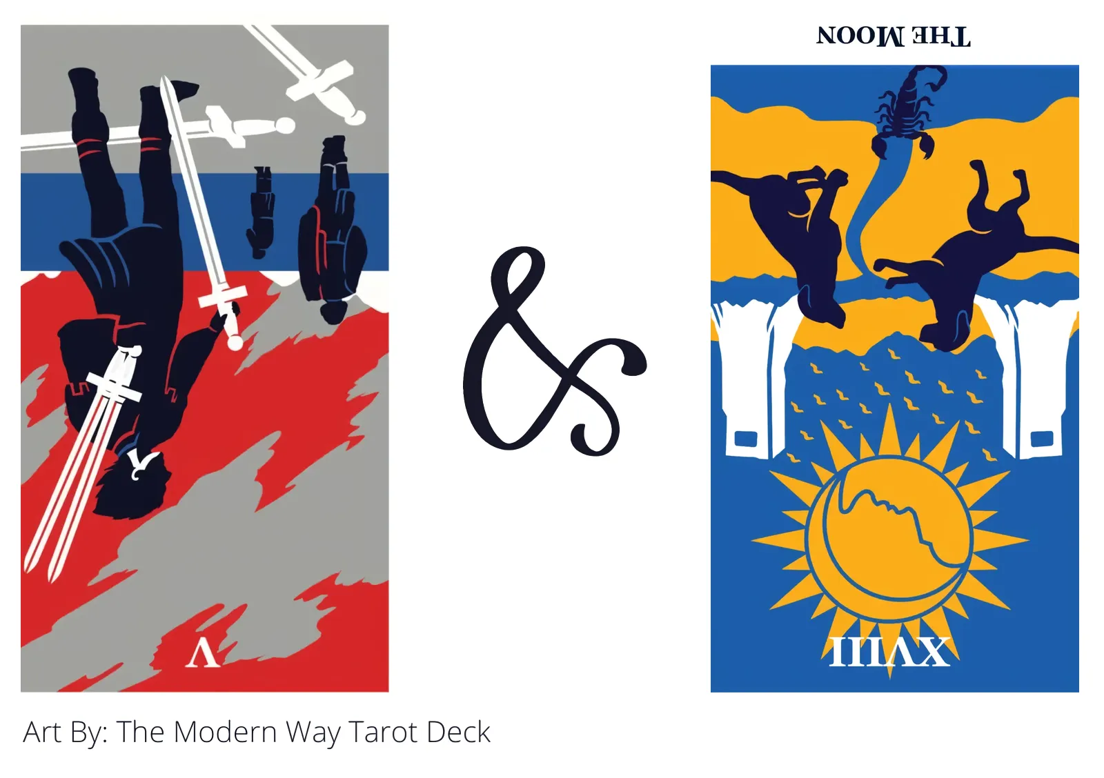 five of swords reversed and the moon reversed tarot cards together