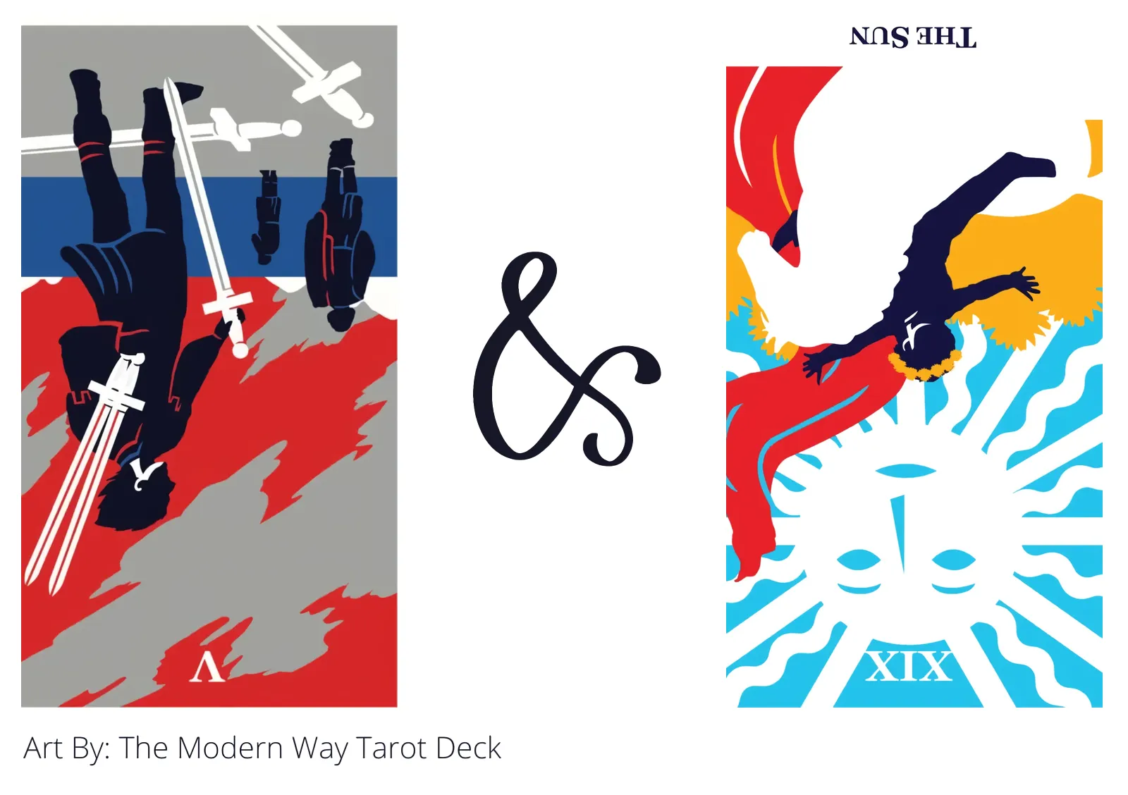 five of swords reversed and the sun reversed tarot cards together