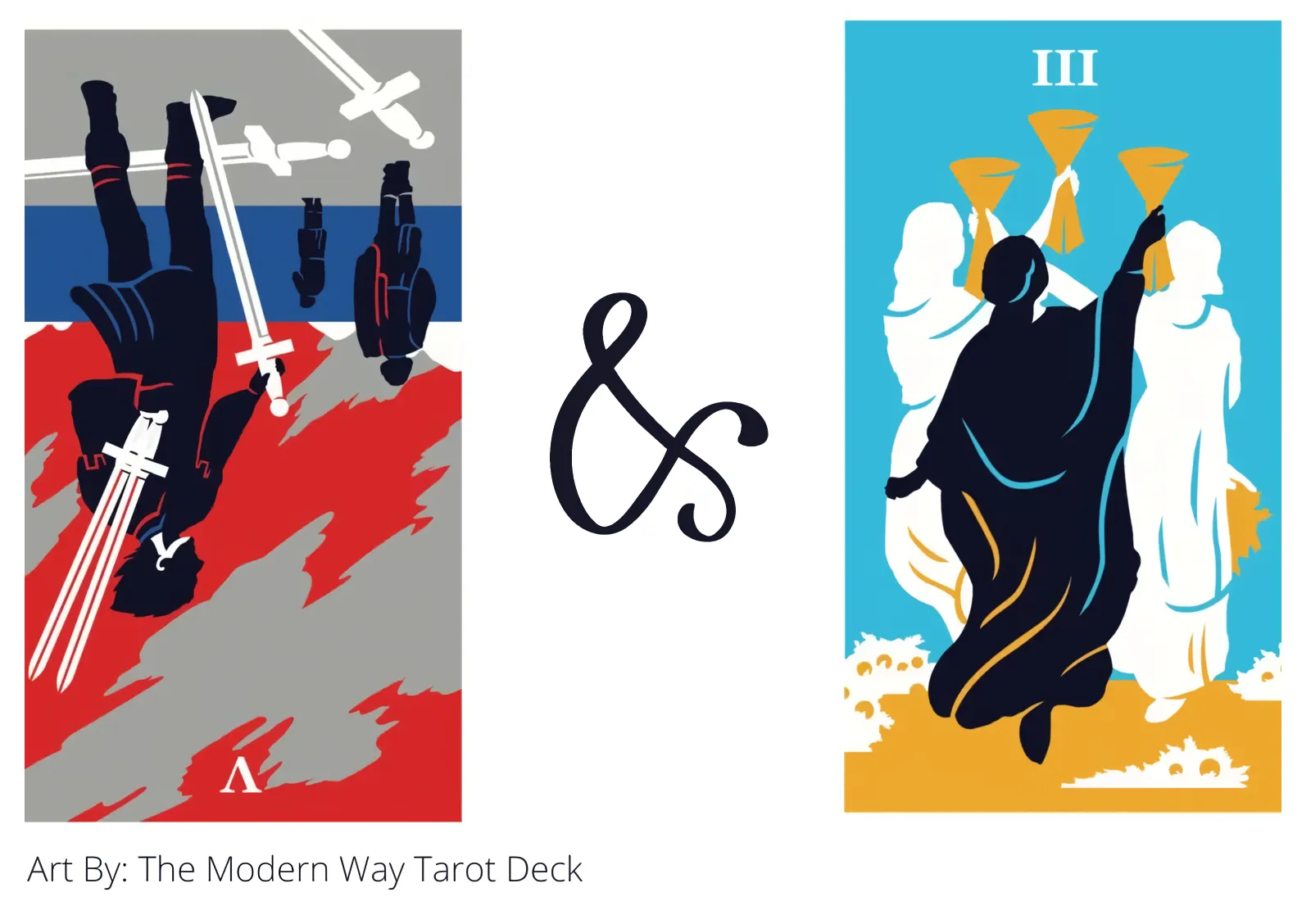 five of swords reversed and three of cups tarot cards together