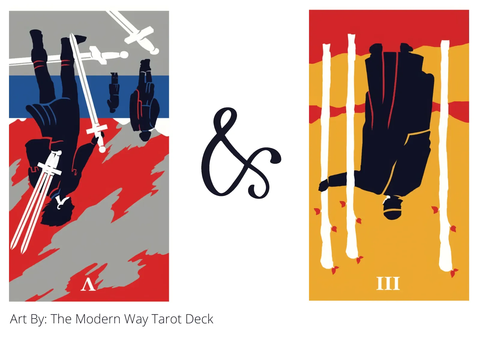 five of swords reversed and three of wands reversed tarot cards together