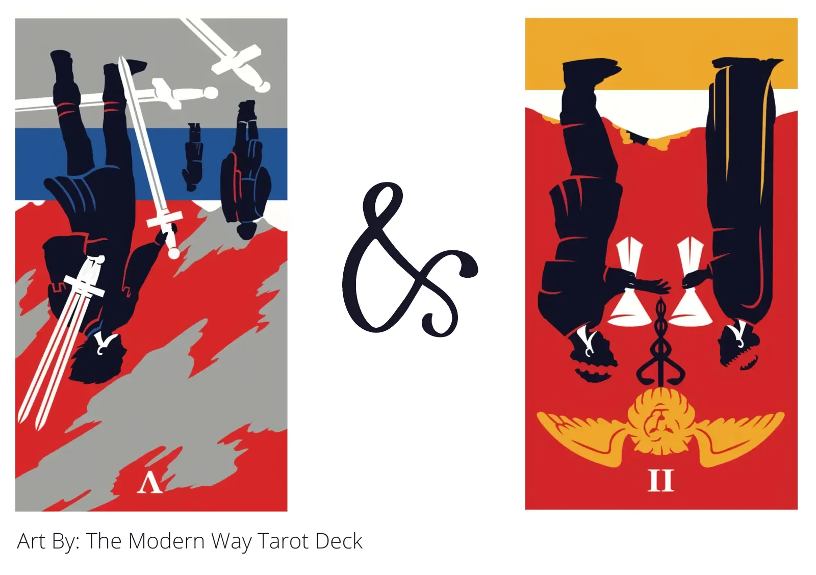 five of swords reversed and two of cups reversed tarot cards together