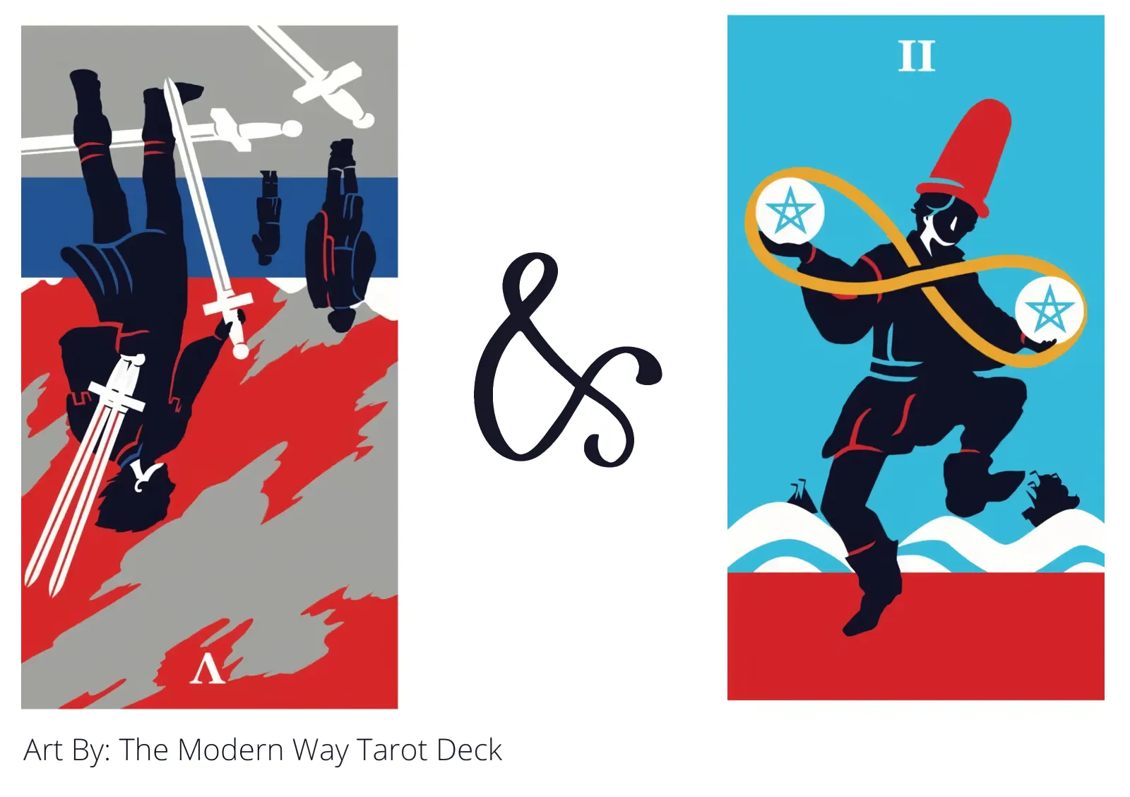 five of swords reversed and two of pentacles tarot cards together