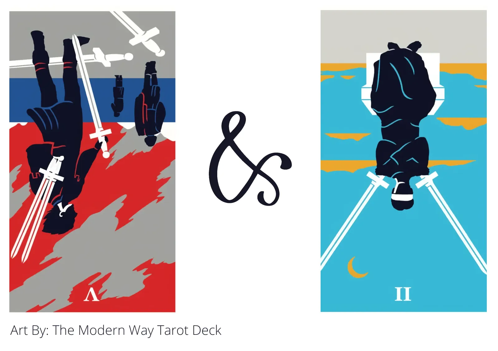 five of swords reversed and two of swords reversed tarot cards together
