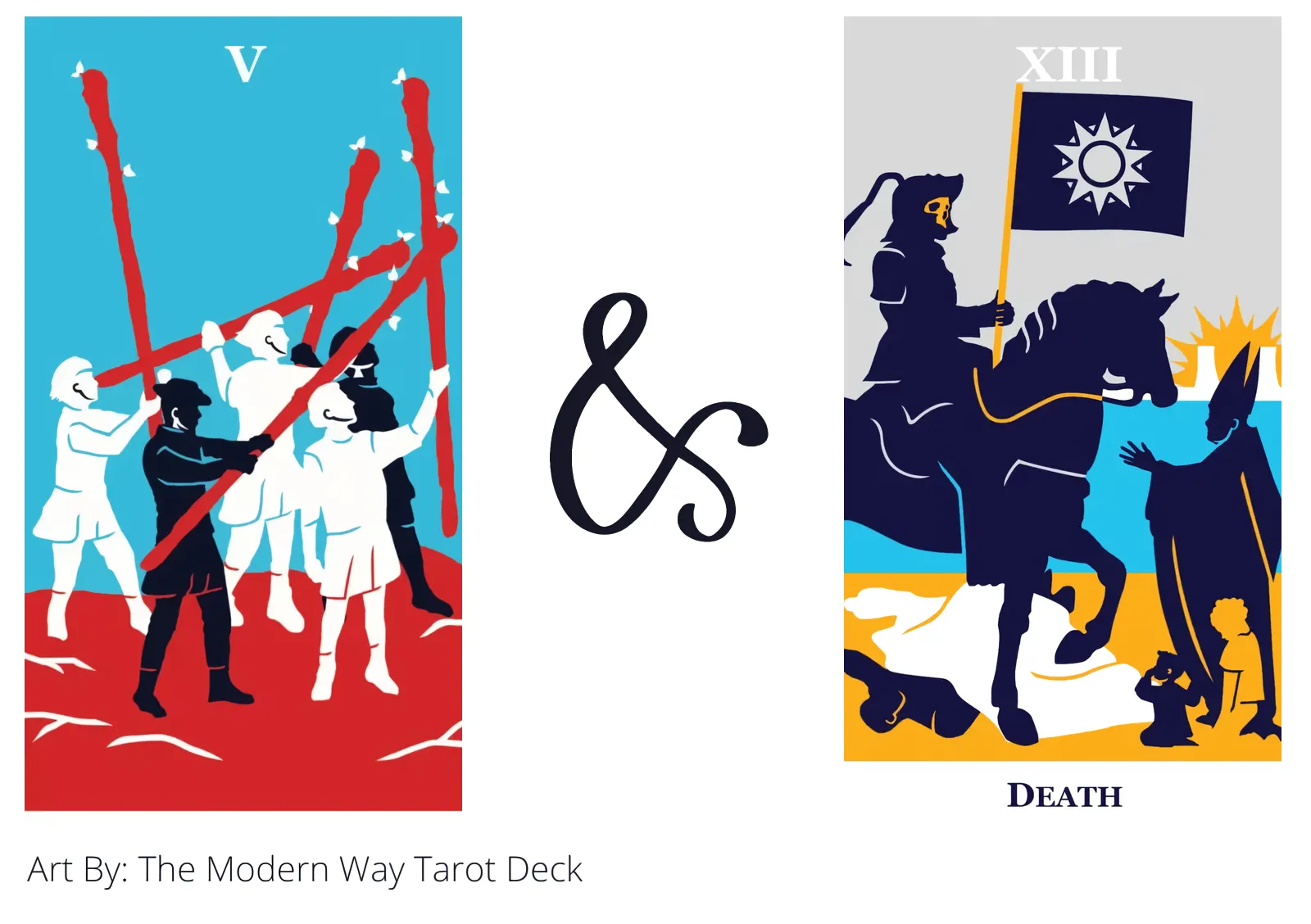 five of wands and death tarot cards together