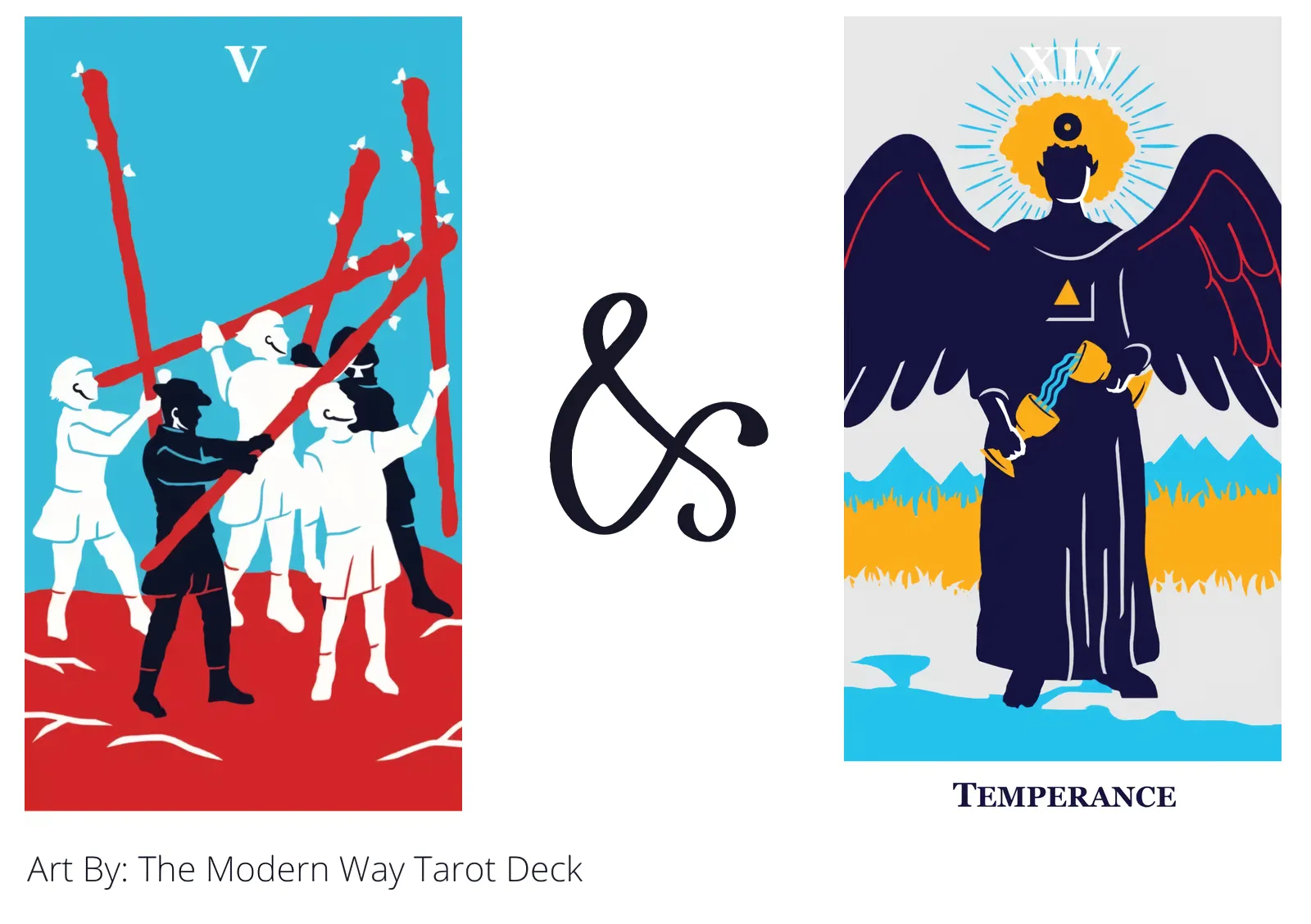 five of wands and temperance tarot cards together