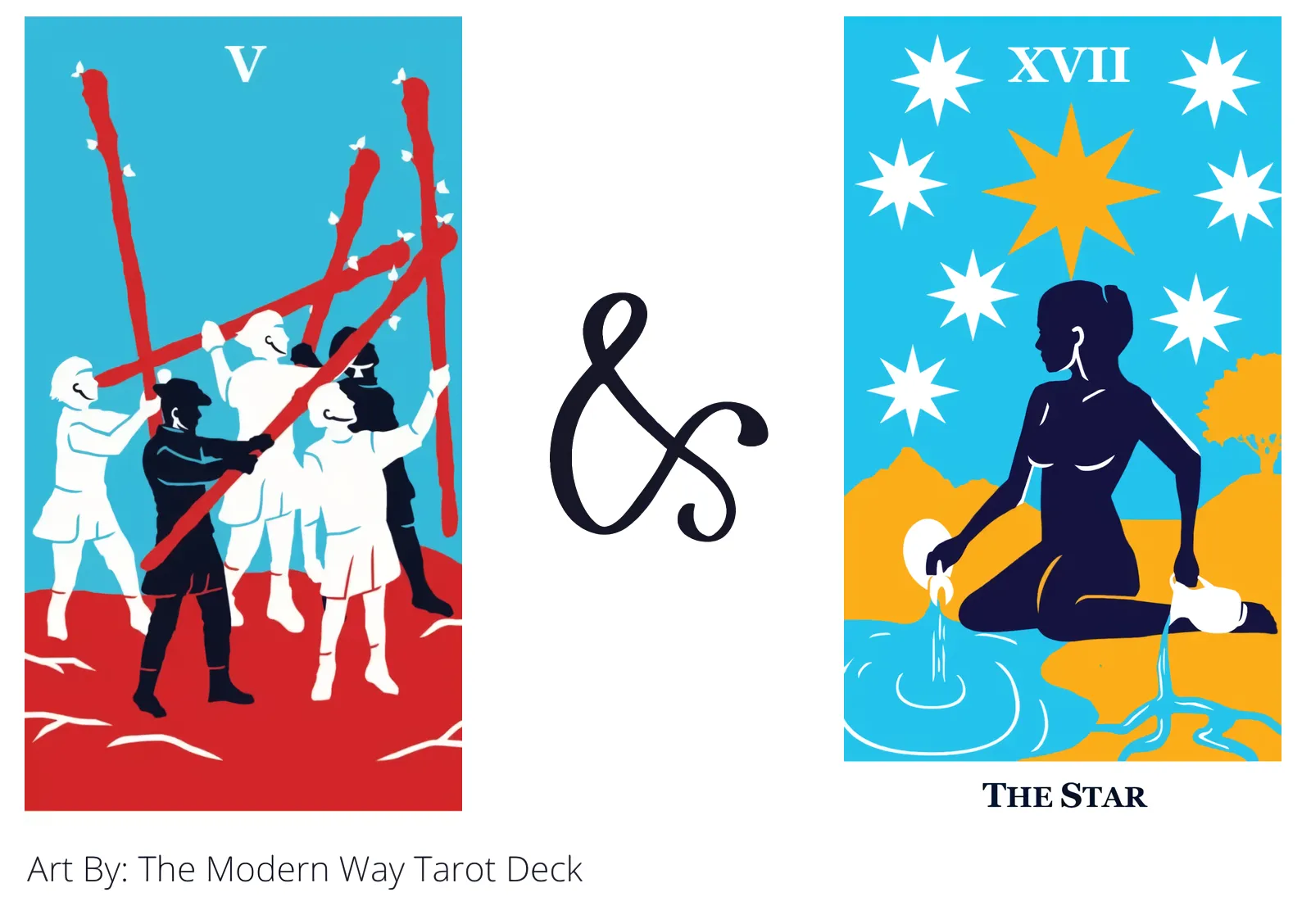 five of wands and the star tarot cards together