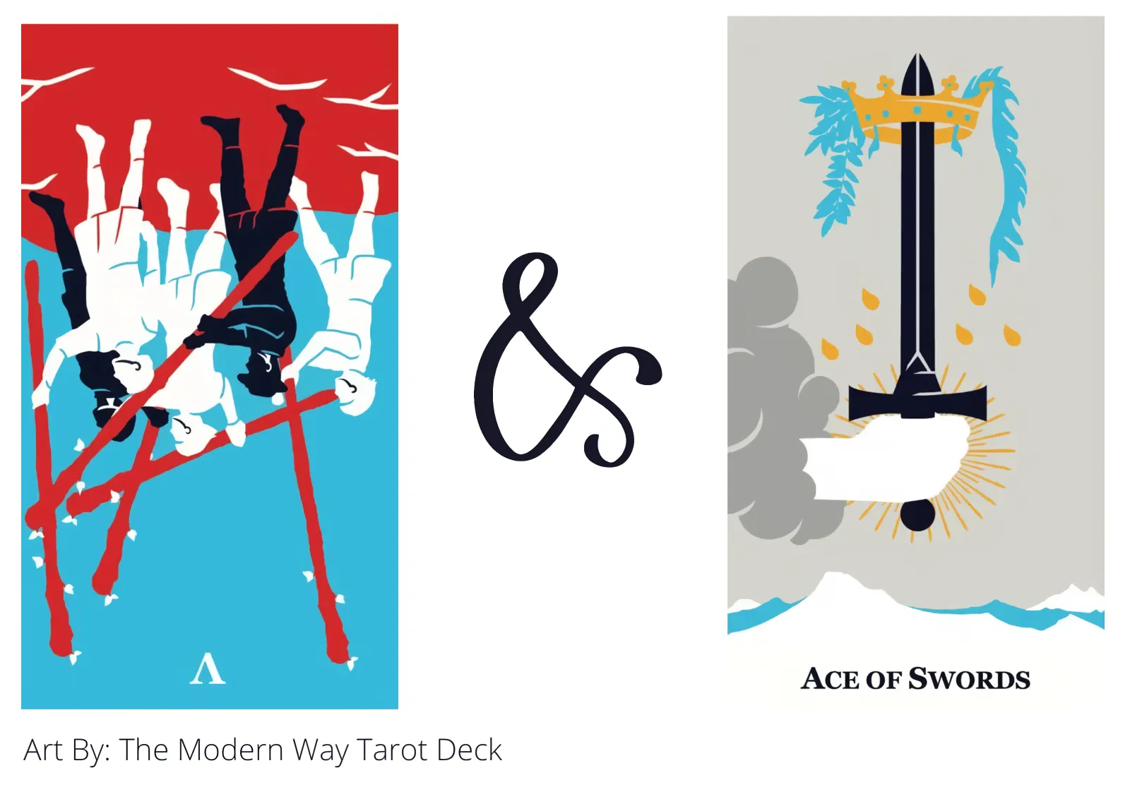 five of wands reversed and ace of swords tarot cards together