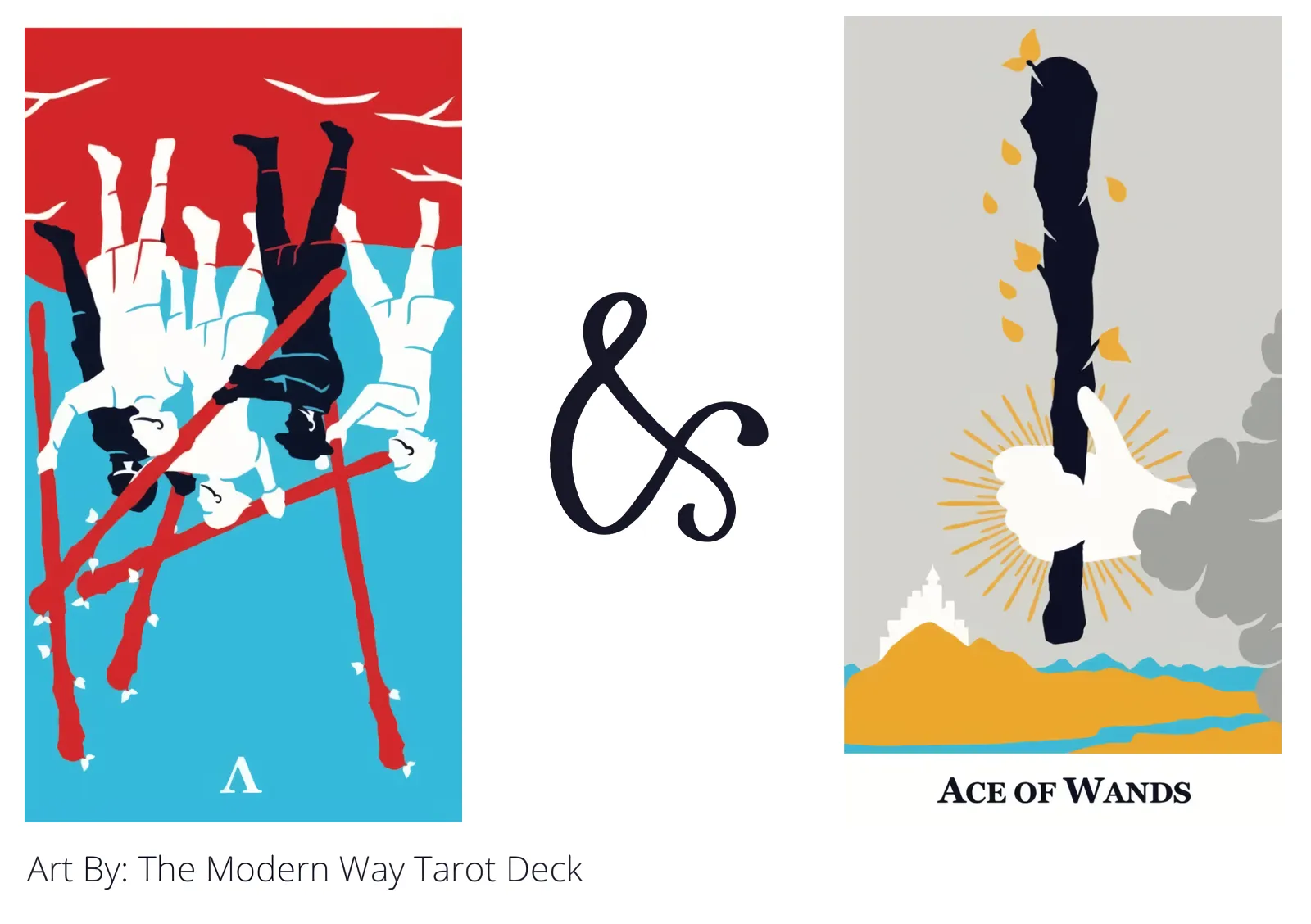 five of wands reversed and ace of wands tarot cards together