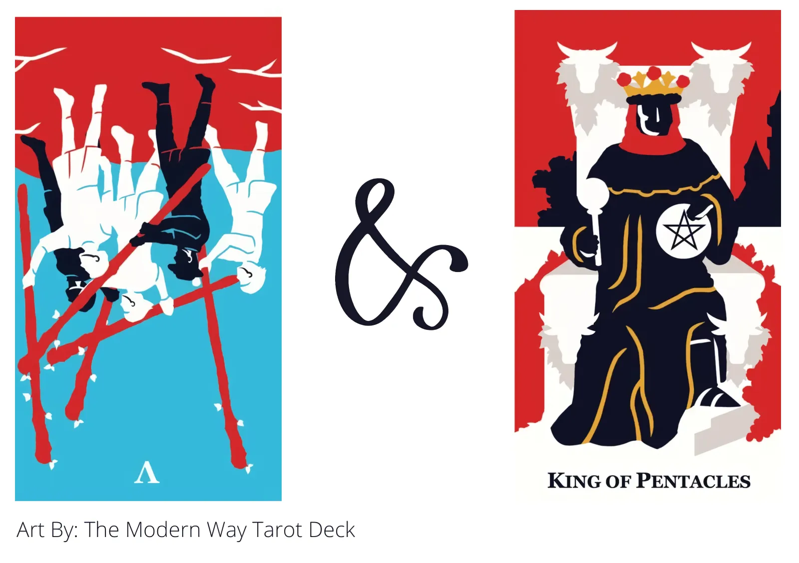 five of wands reversed and king of pentacles tarot cards together