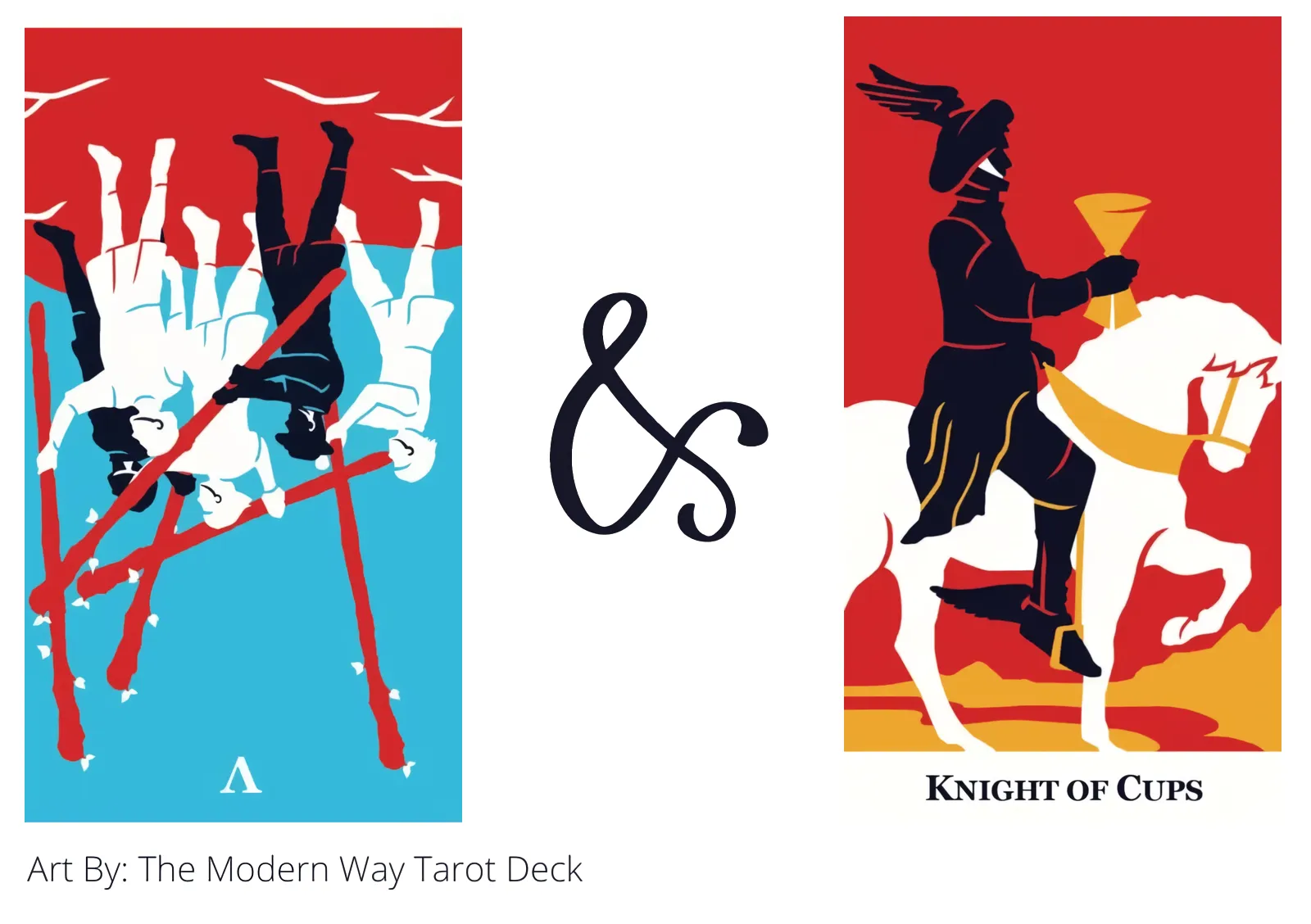 five of wands reversed and knight of cups tarot cards together