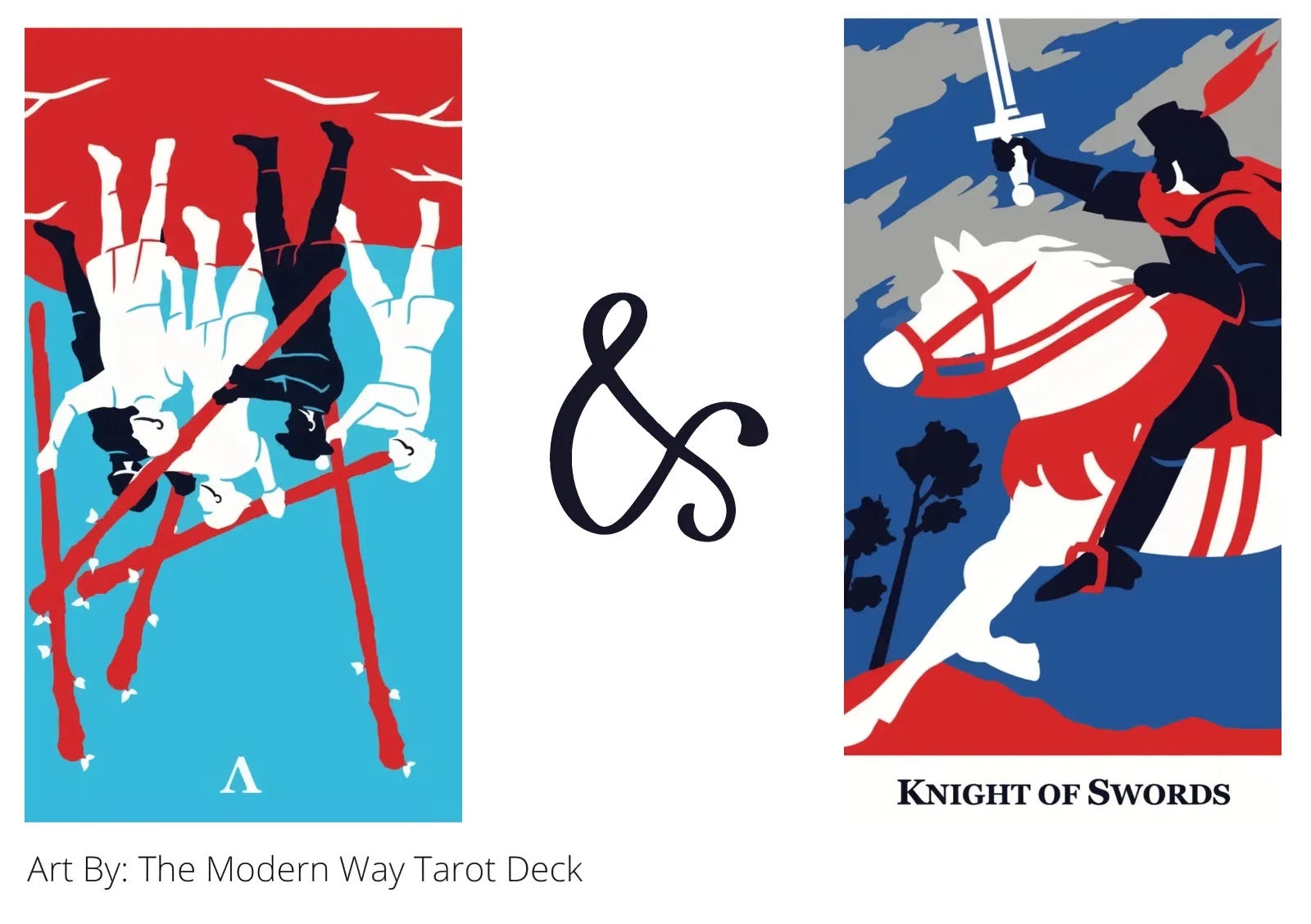 five of wands reversed and knight of swords tarot cards together