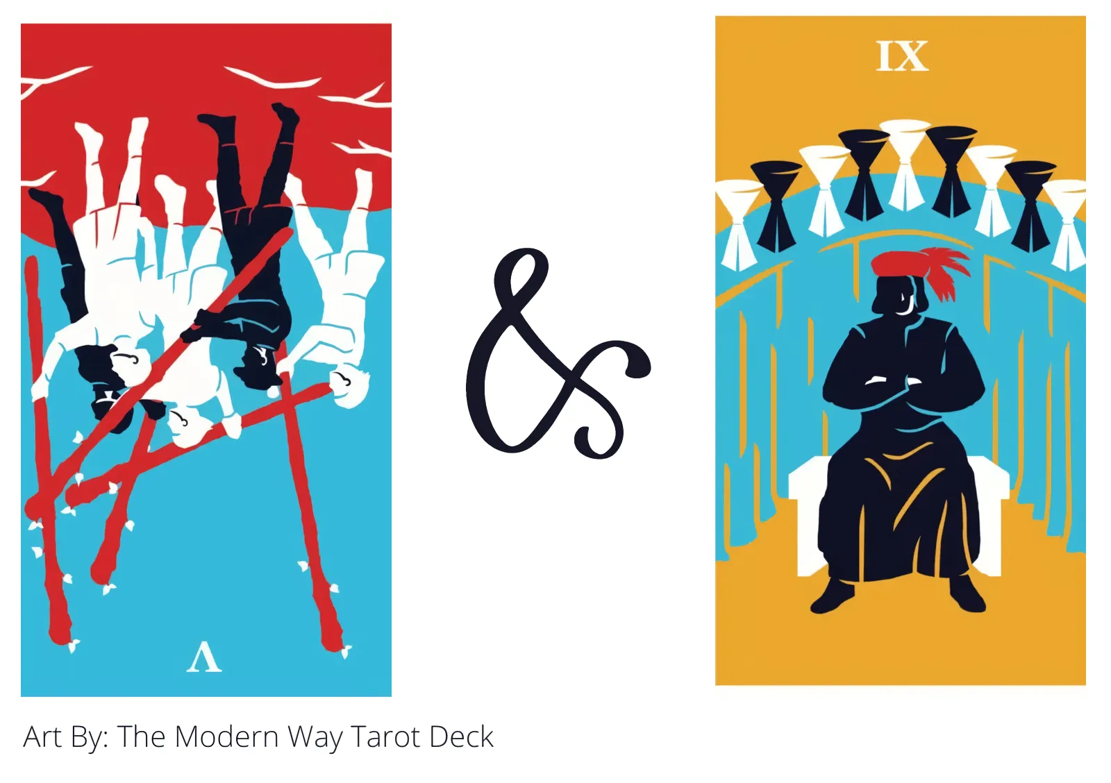five of wands reversed and nine of cups tarot cards together