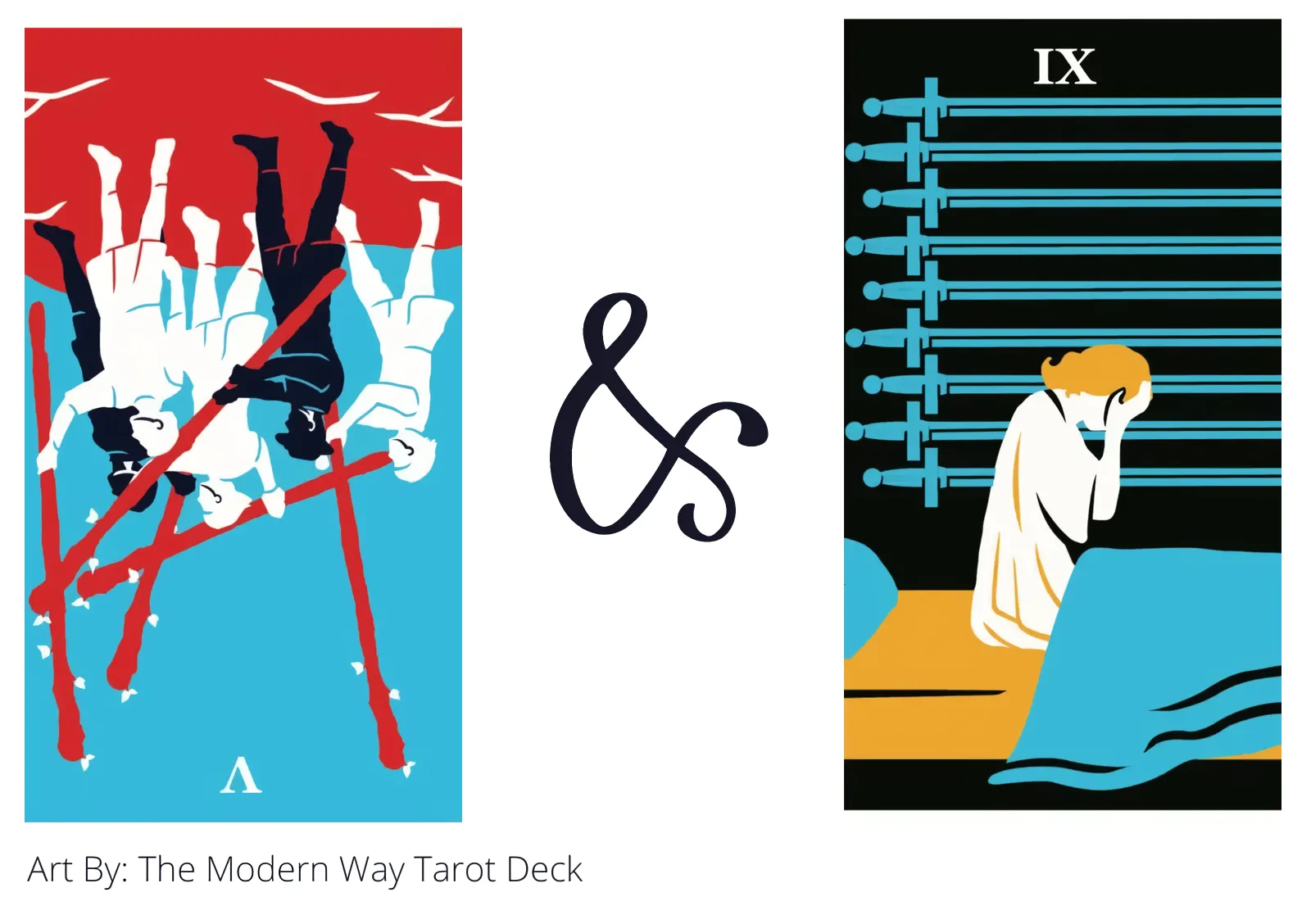 five of wands reversed and nine of swords tarot cards together