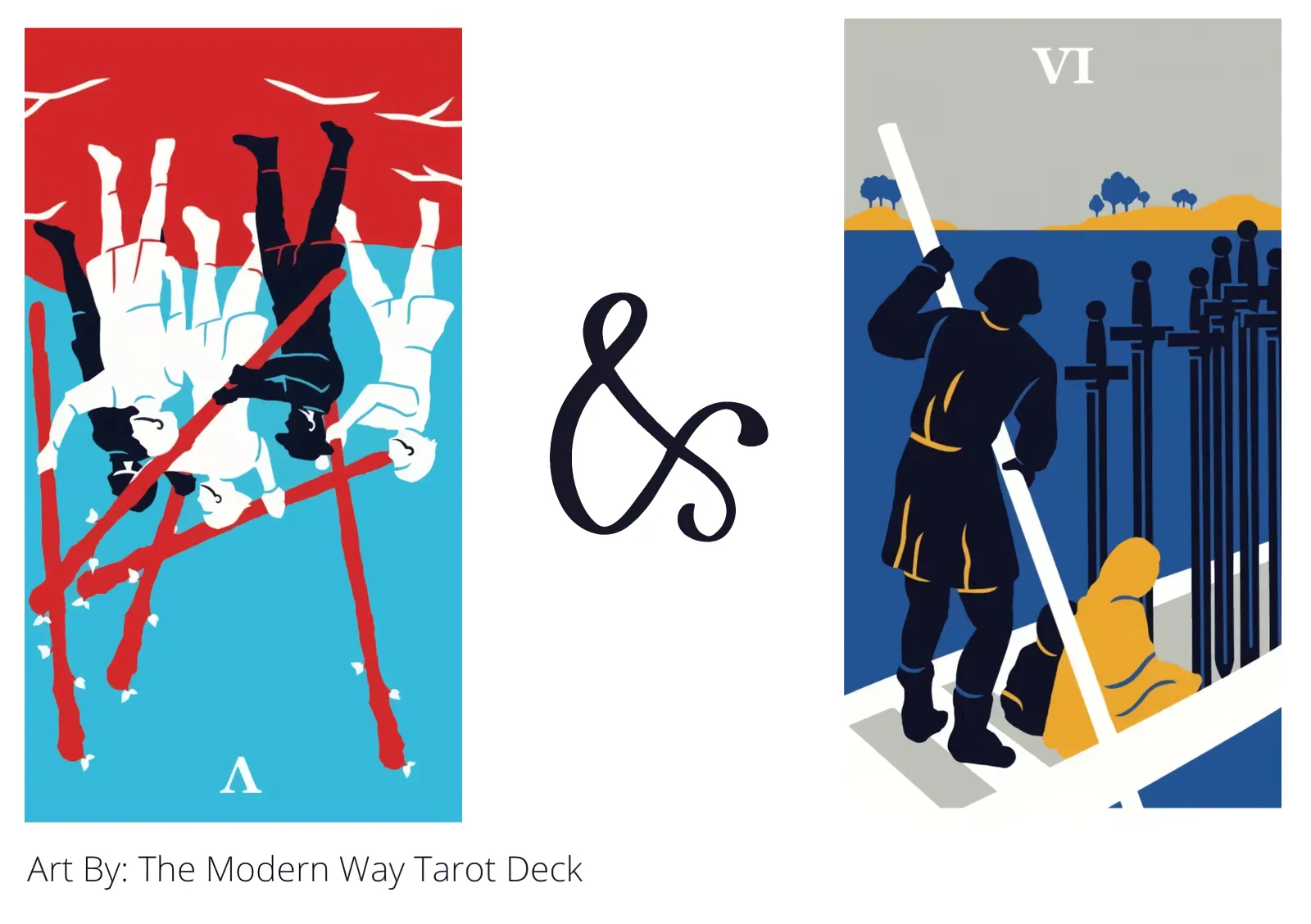 five of wands reversed and six of swords tarot cards together