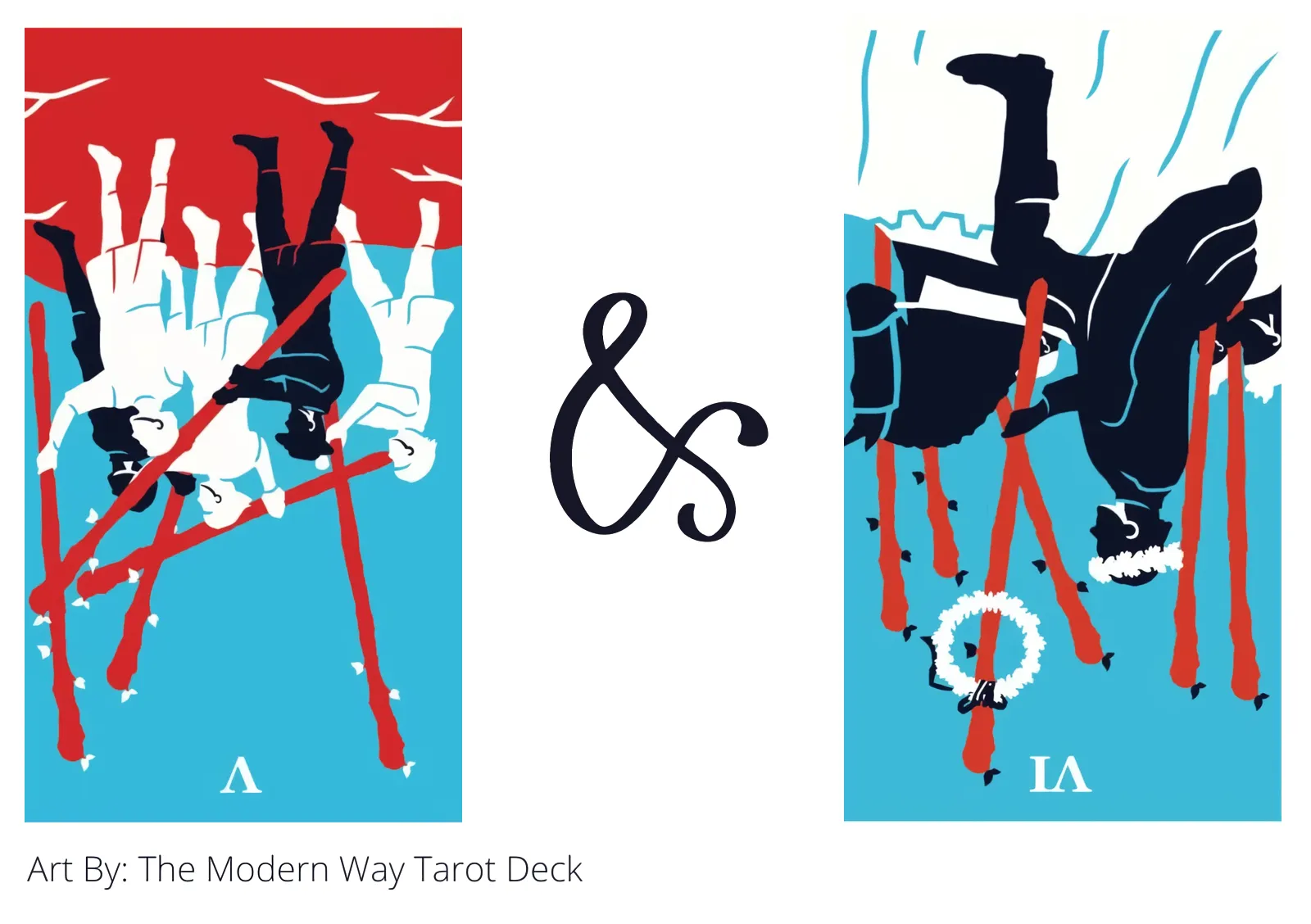 five of wands reversed and six of wands reversed tarot cards together