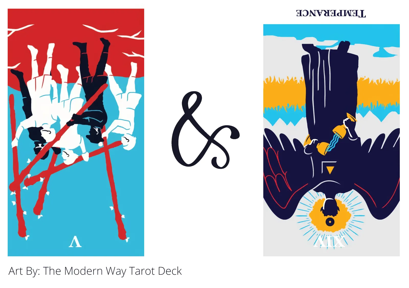 five of wands reversed and temperance reversed tarot cards together