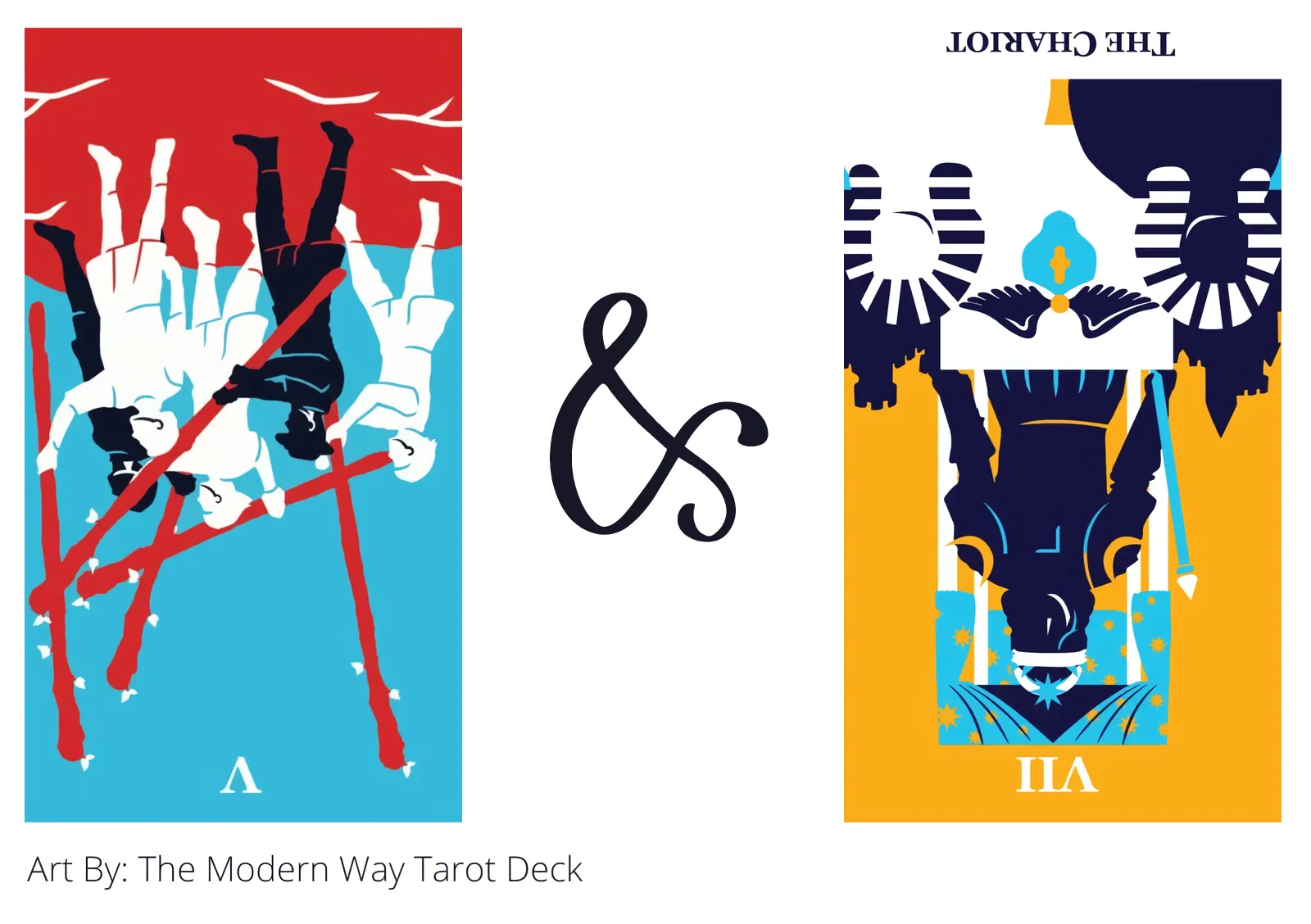 five of wands reversed and the chariot reversed tarot cards together
