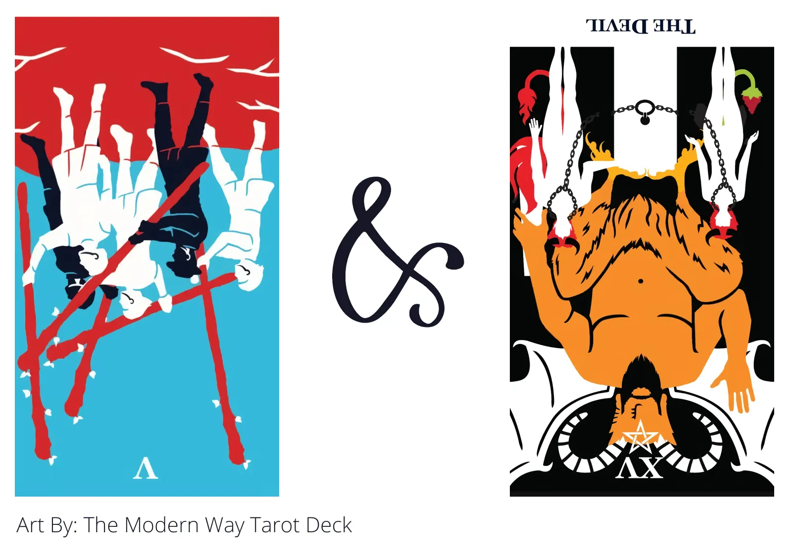 five of wands reversed and the devil reversed tarot cards together