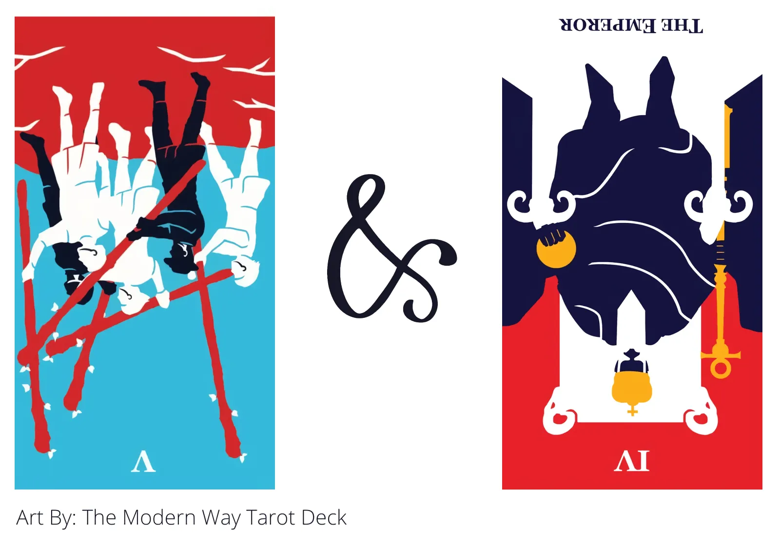 five of wands reversed and the emperor reversed tarot cards together