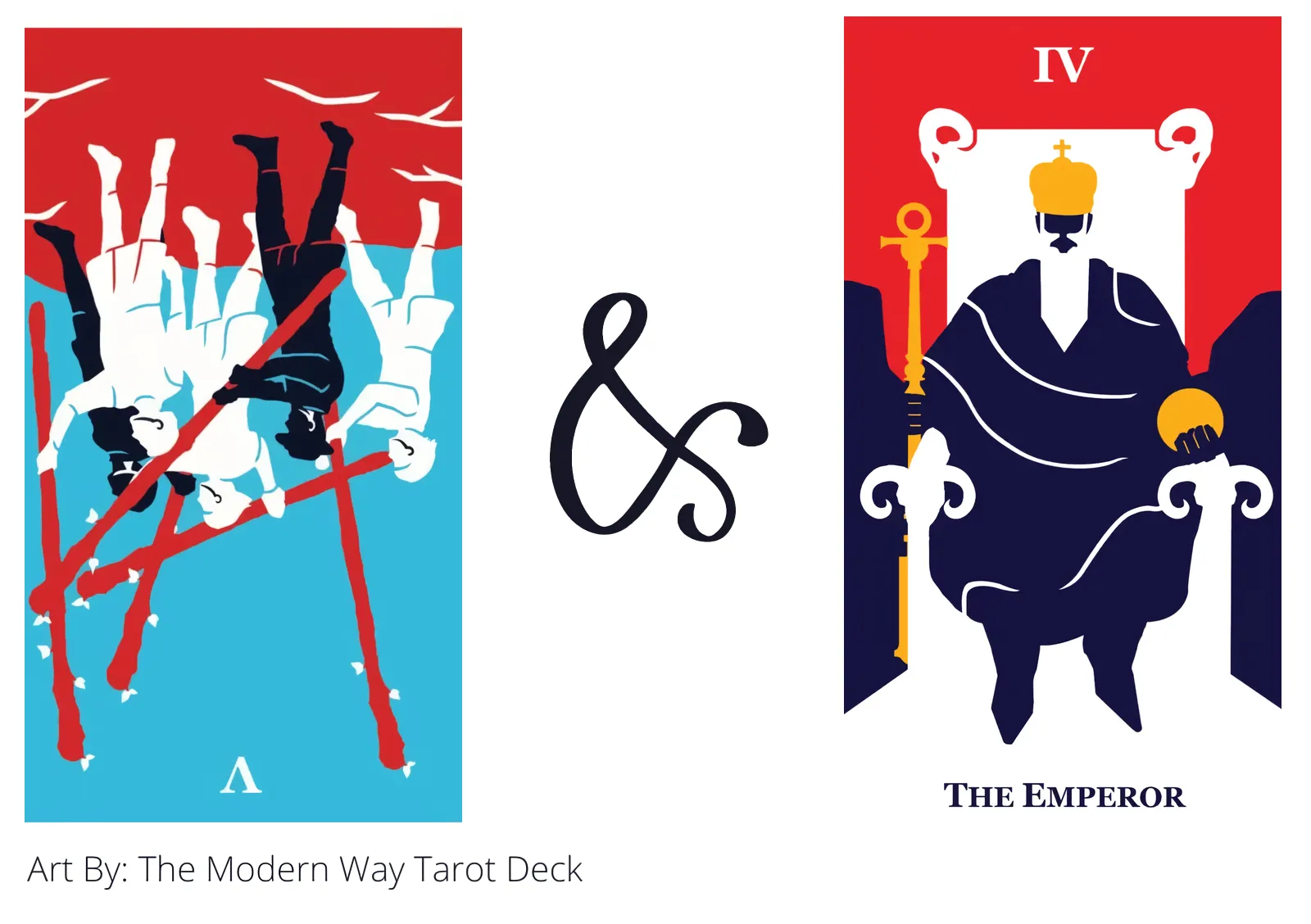 five of wands reversed and the emperor tarot cards together